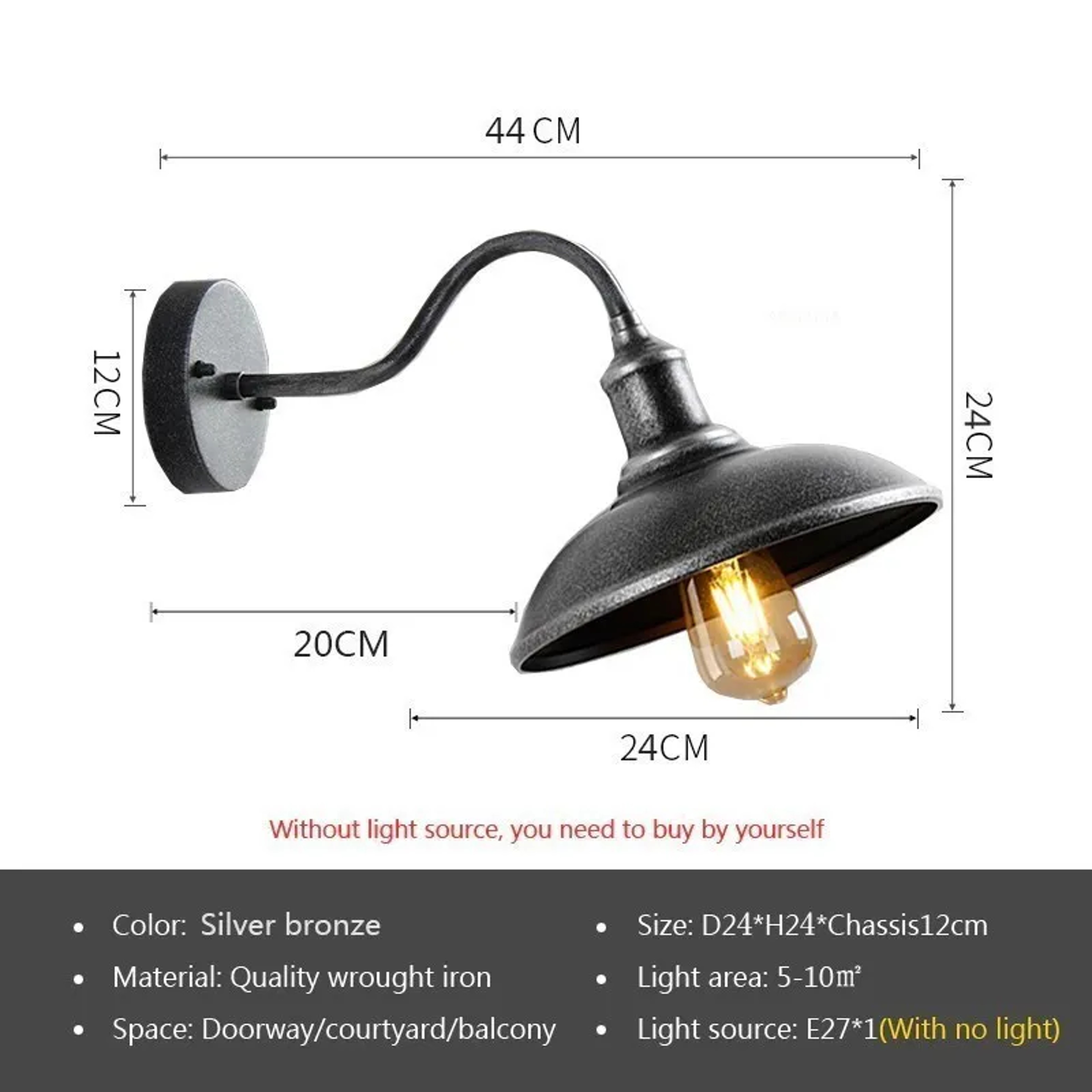 Outdoor LED Wall Lamp, Retro Waterproof Lighting for Villa Garden, Corridor Entrance Door Balcony – view 8