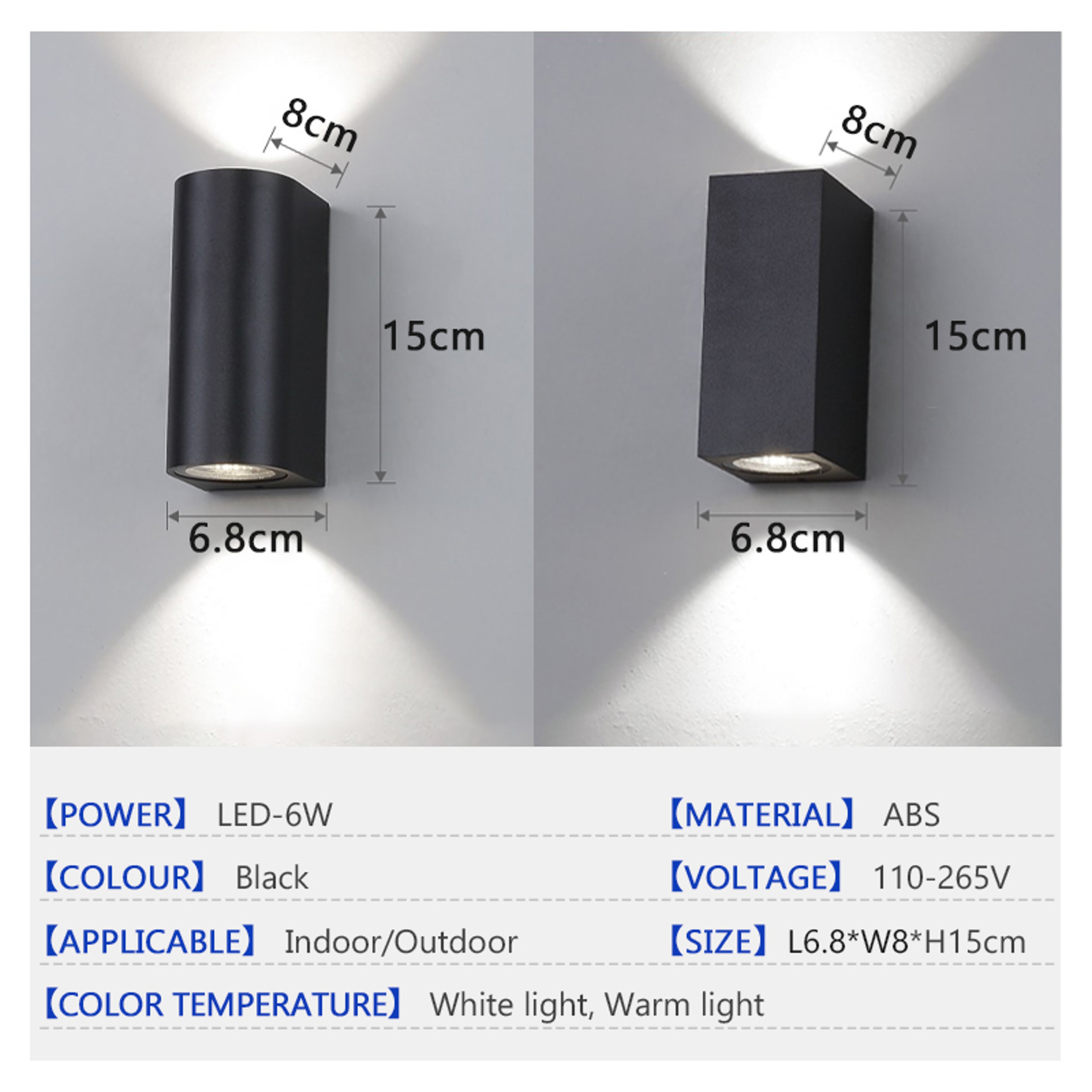 Indoor Bedroom Bedside Wall Light Outdoor Garden Lamp Upper Lower Lighting 5