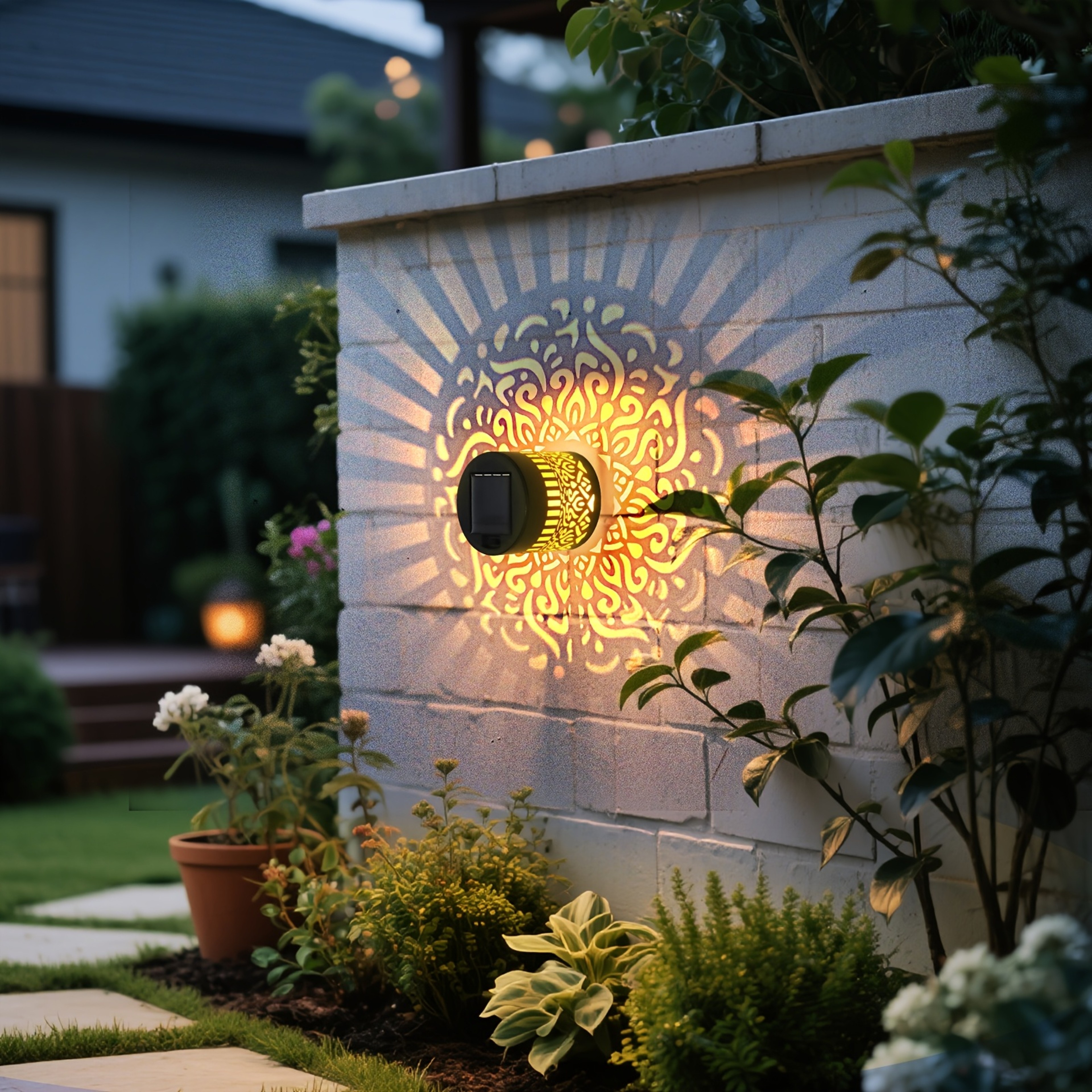 LED Solar Lights for Garden, Fence Lights with Cut-Out Design for Outdoor Wall and Step Illumination – view 8