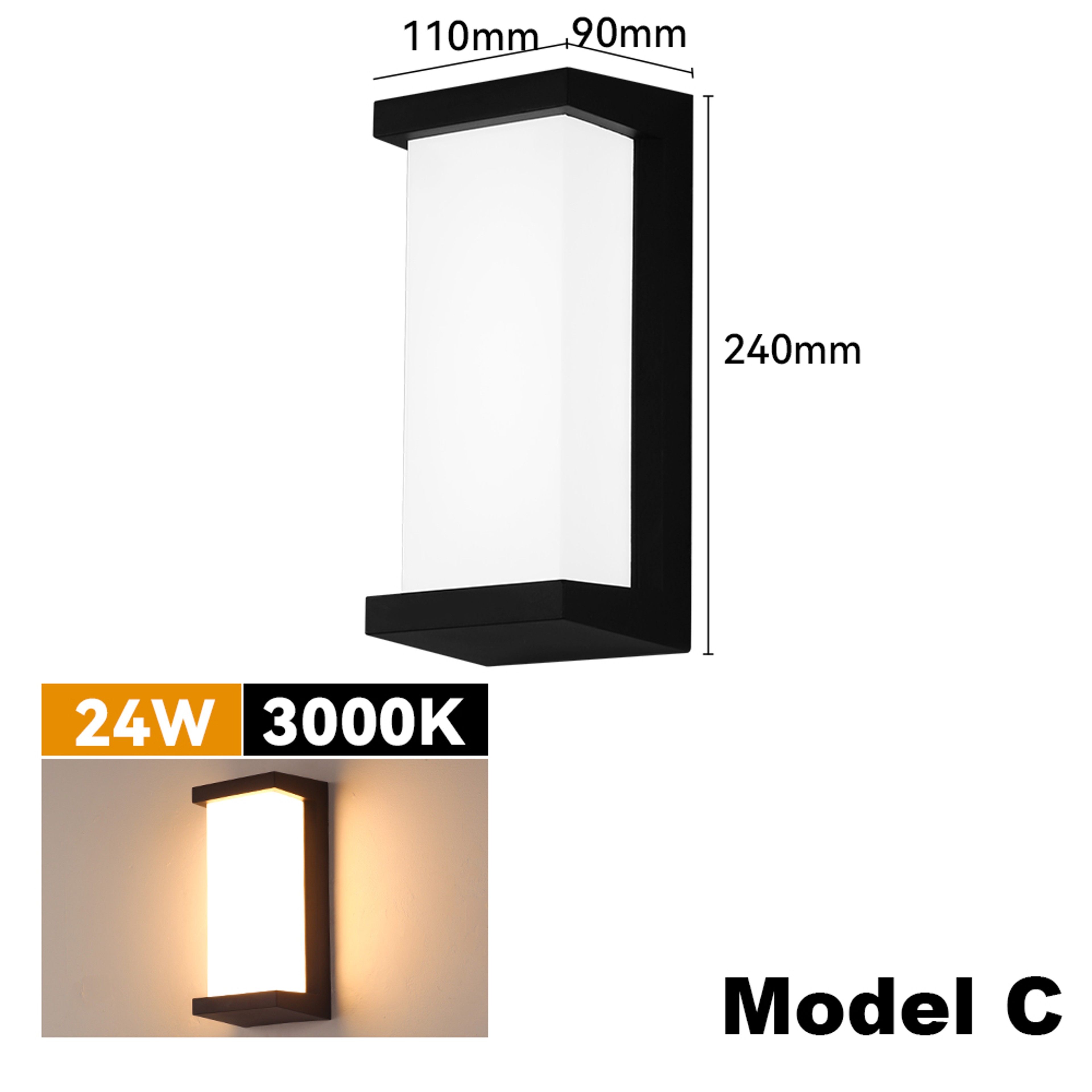 Plastic Lamp Body Exterior Wall Lighting Garden Light Porch Light 6