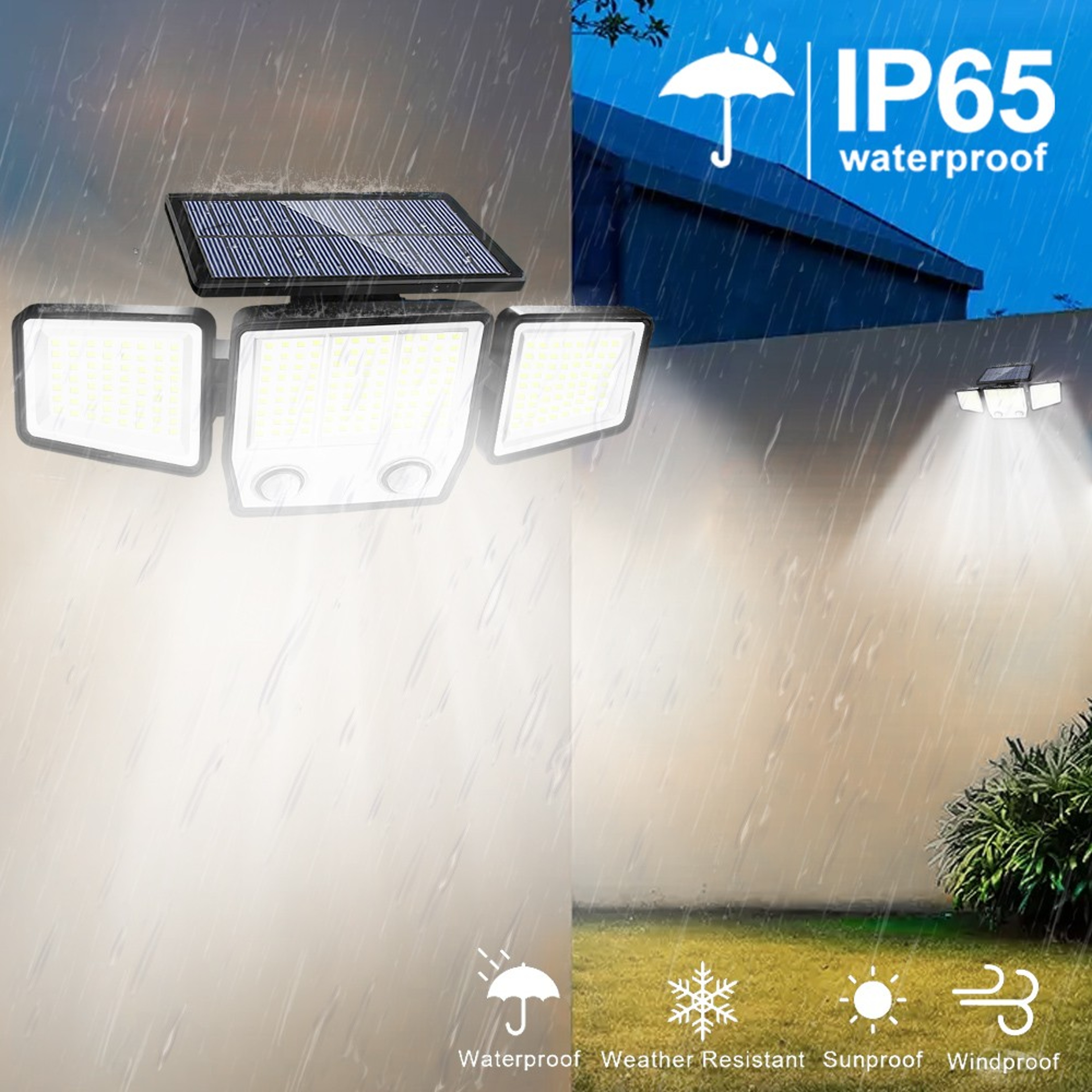 Solar Security Flood Lights Waterproof Sensor Lights Wall Light For Yard Garden Patio Pathway 1