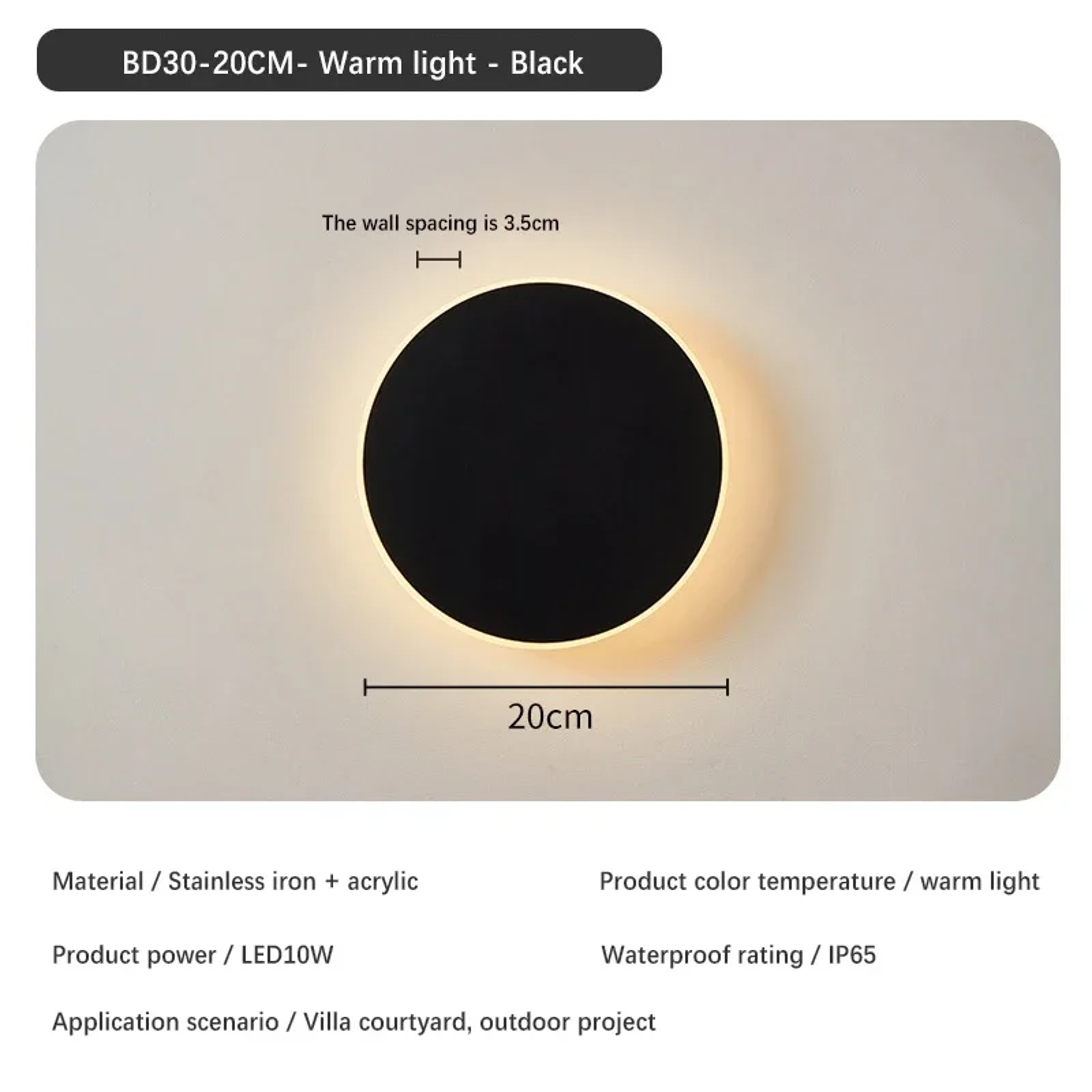 Solar Eclipse Circular Wall Lamp for Bedroom, Corridor & Garden Sconce Night Light – view 8