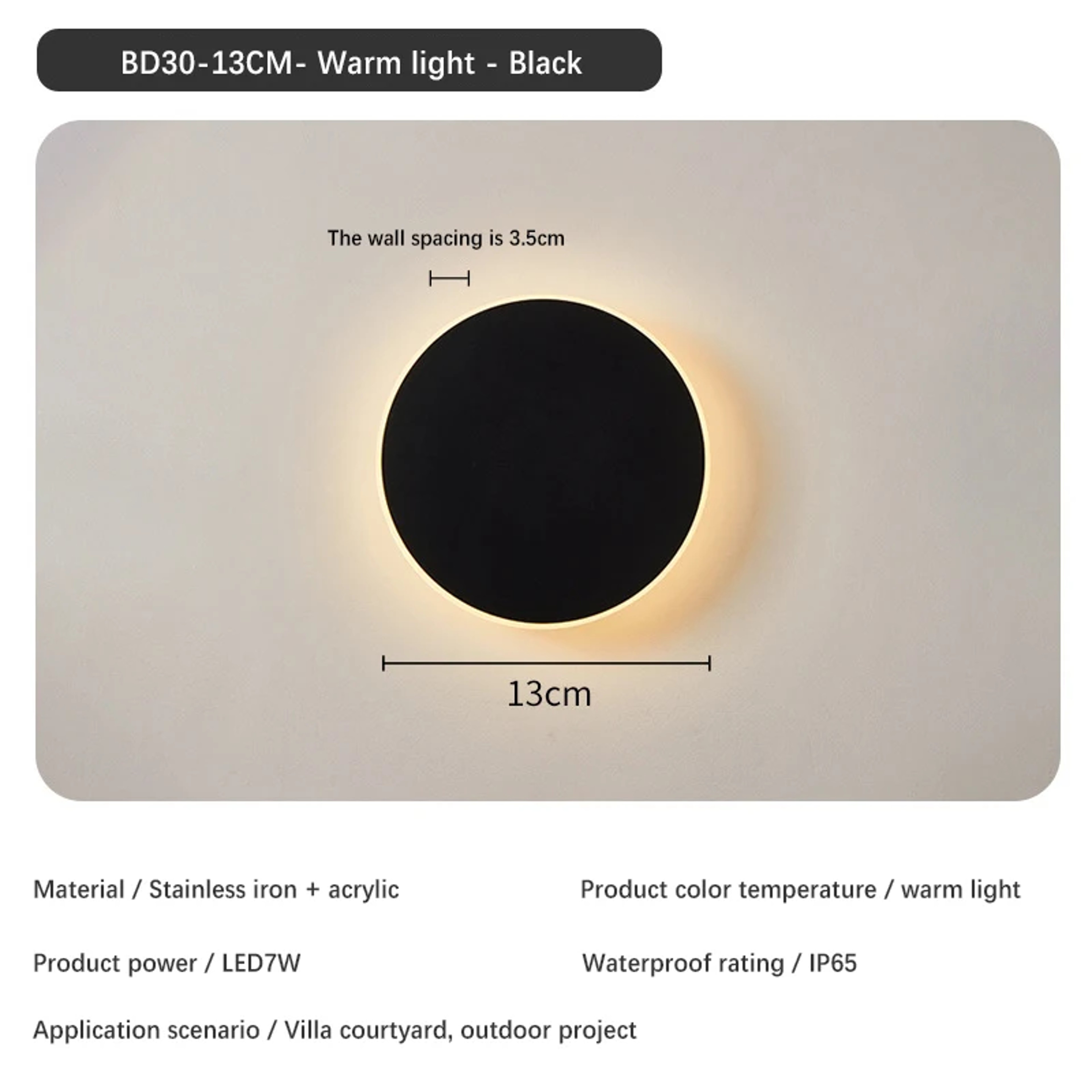 Solar Eclipse Circular Wall Lamp for Bedroom, Corridor & Garden Sconce Night Light – view 12