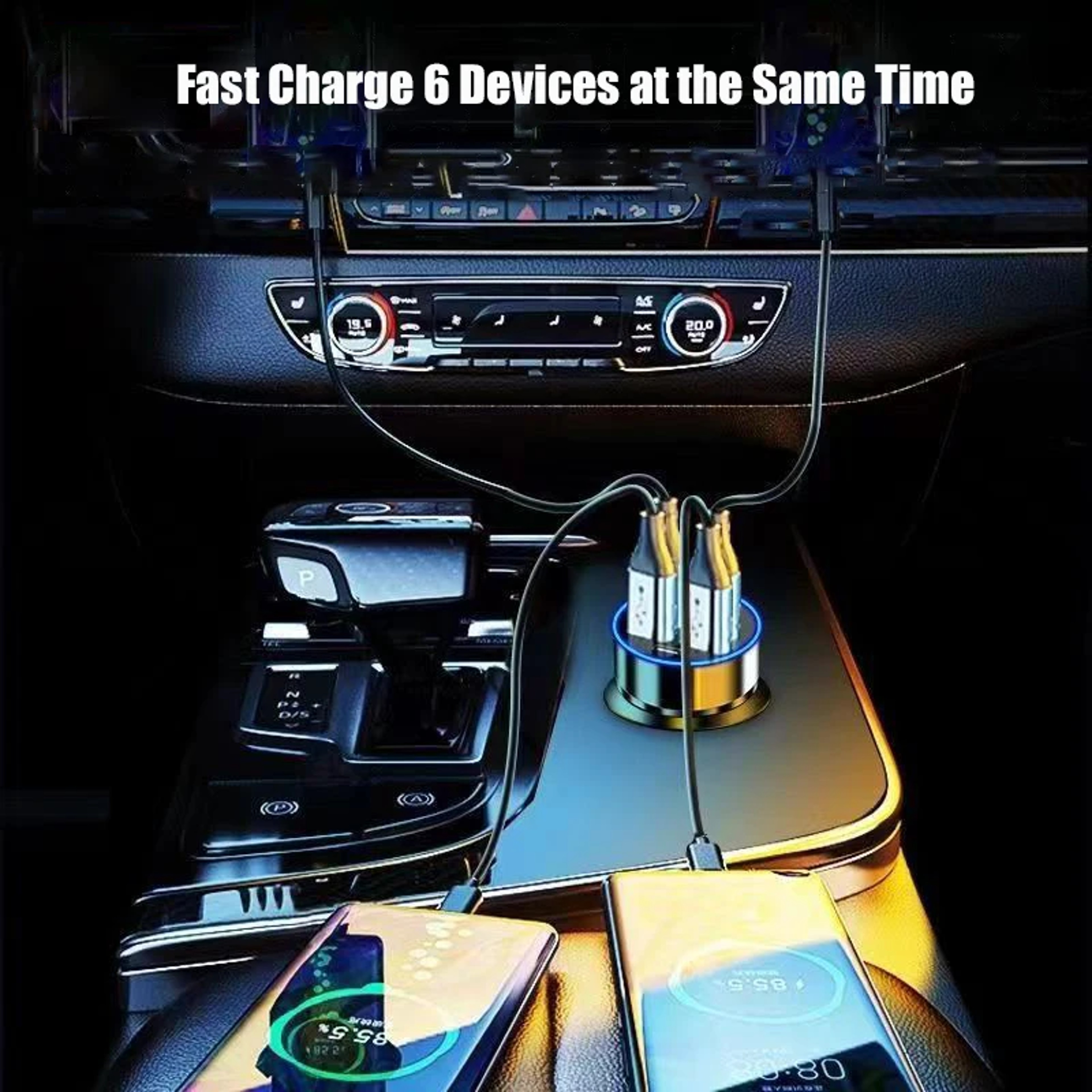 Super Fast Car Phone Charger Adapter Voltage Display For IPhone Pro Max Samsung 2