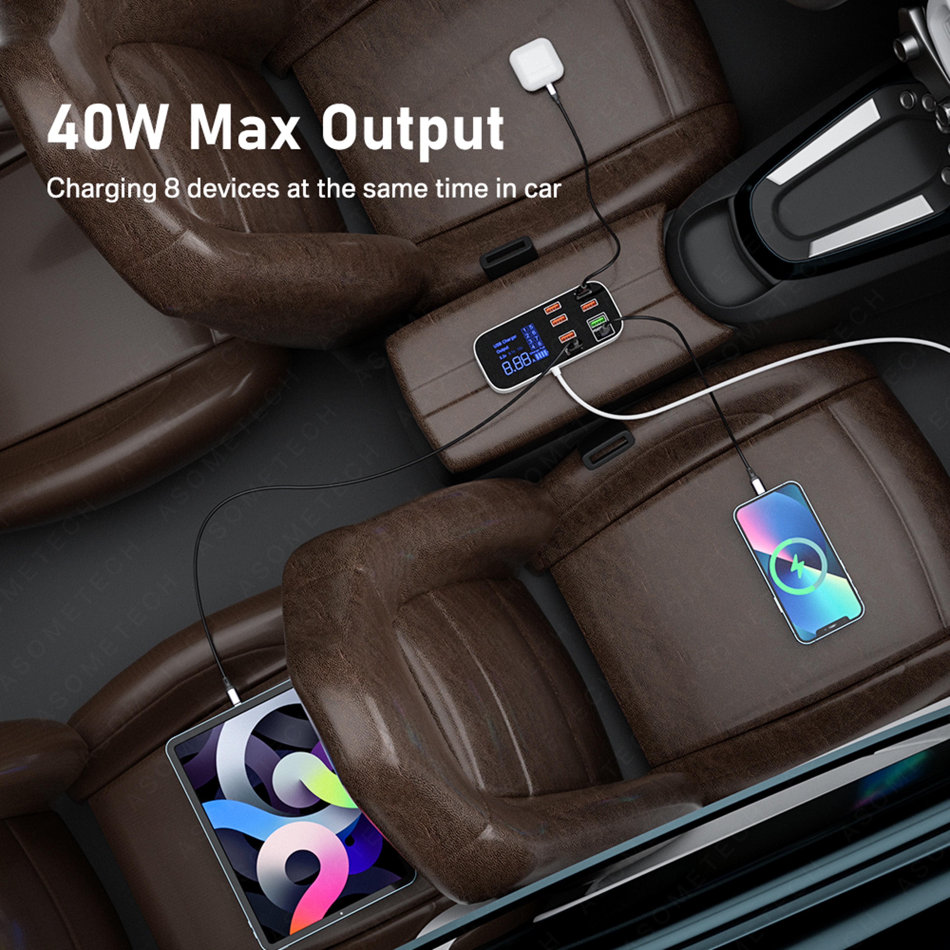 Type C Fast Car Phone Charger Multi USB Charger For Android IPhone With LED Display 0