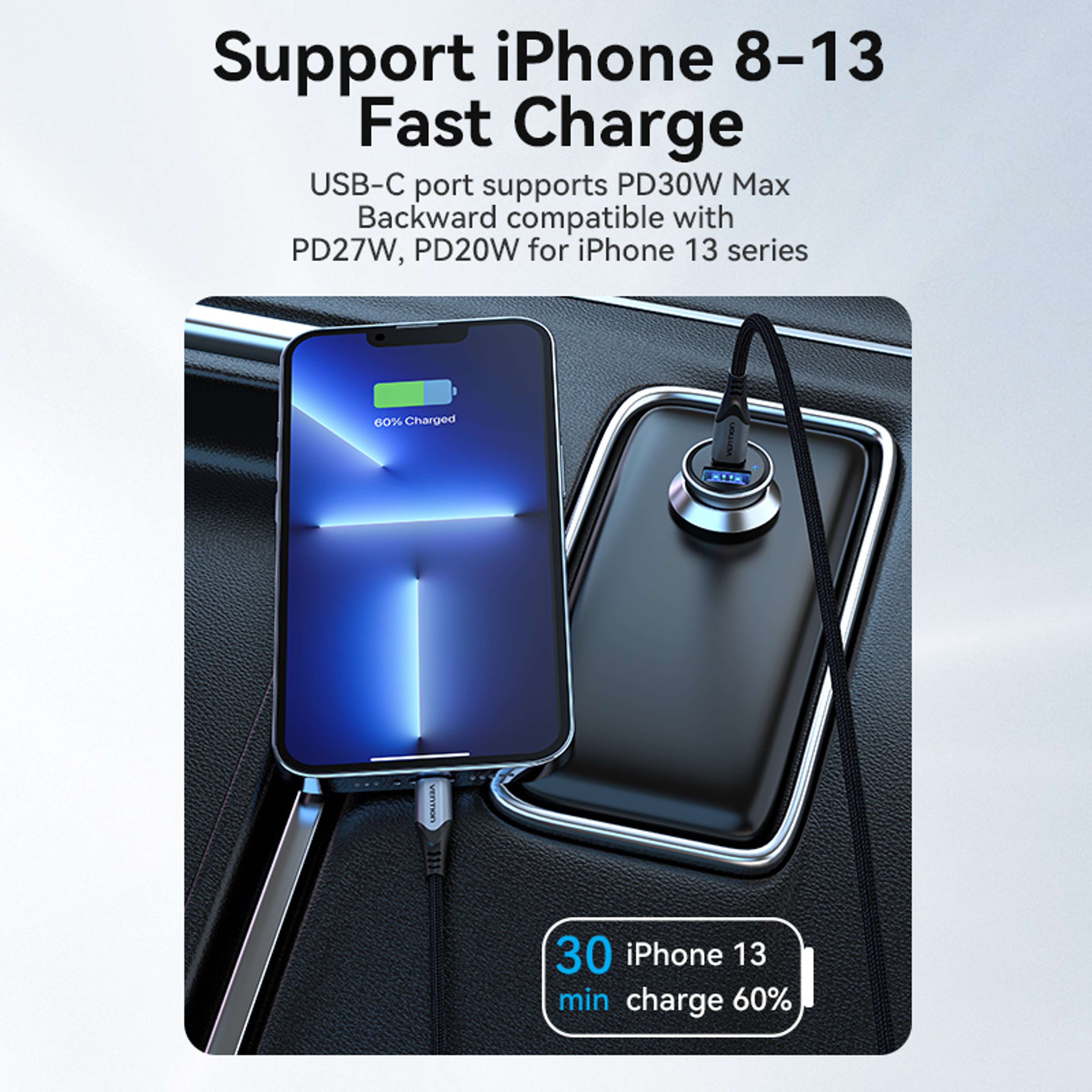 Fast Charging Car Phone Charge Car Charger Quick Charge PD For Xiaomi IPhone Pro Max 1