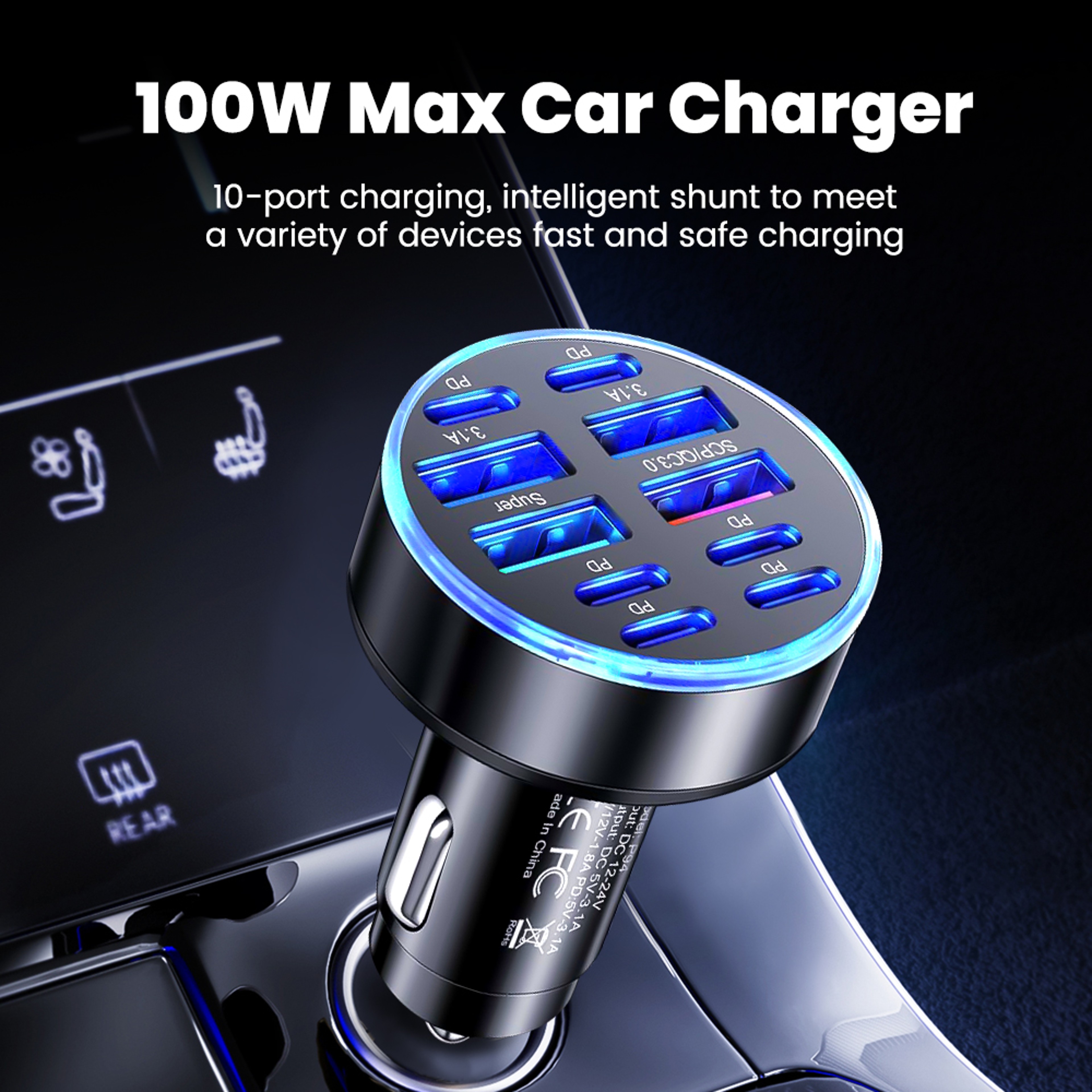 Fast Charging Car Charger Adapter for iPhone, Samsung, Huawei, Xiaomi, Quick Charge Car Phone Charger – view 3