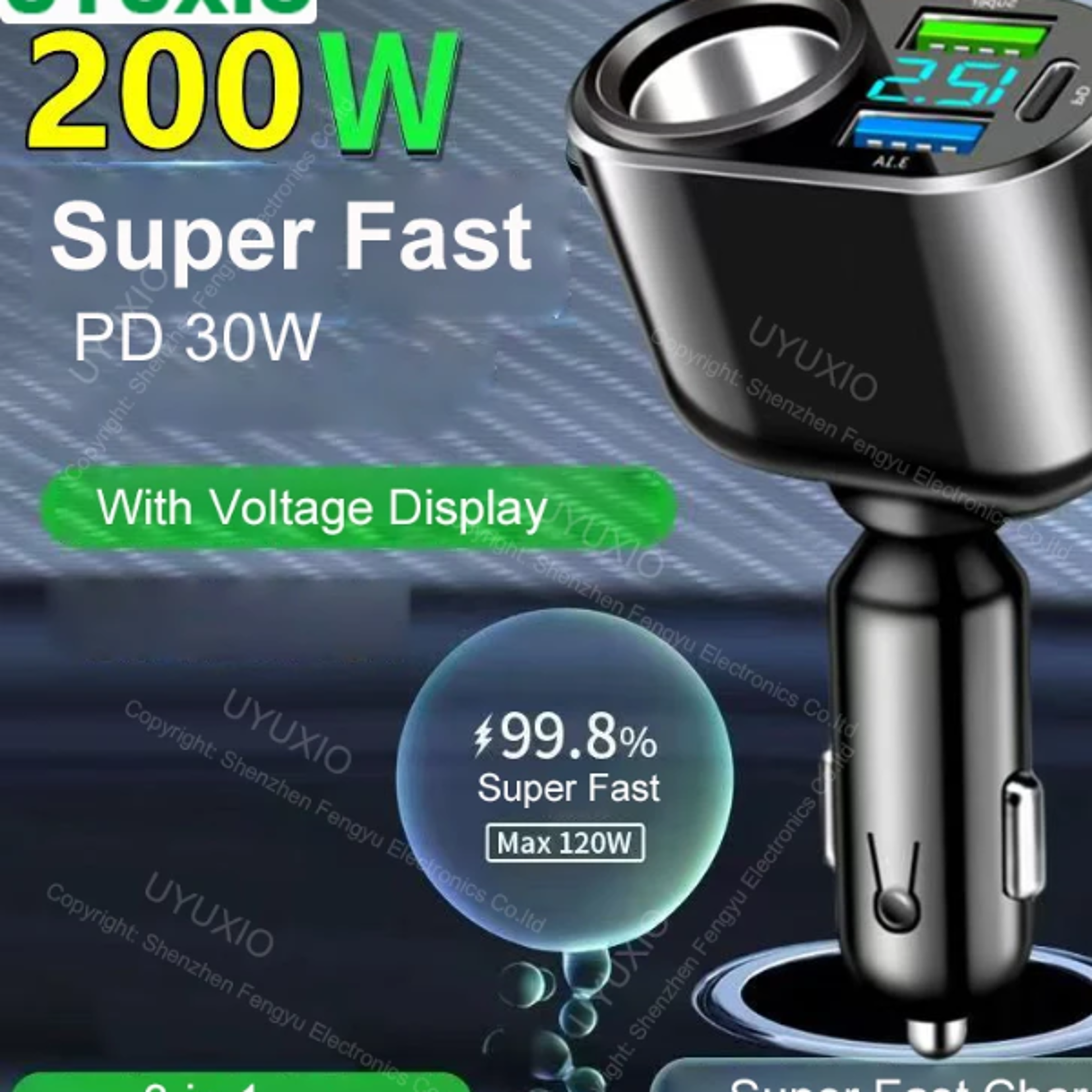 hone Charger Adapter with Voltage Display Extend Port Super PD 30W Fast Charge for iPhone Samsung