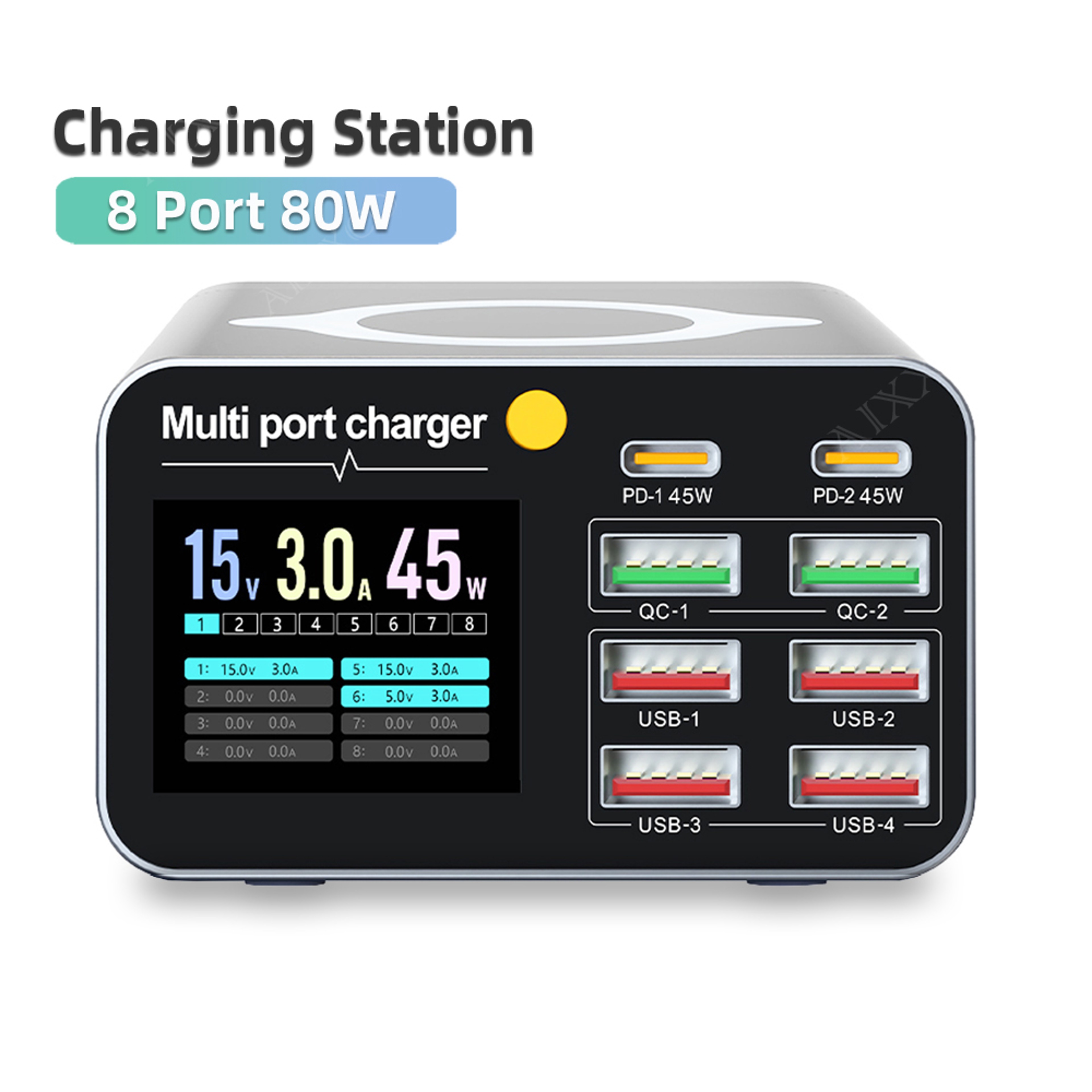 Wireless Digital Display Desktop USB Type C PD Quick Charger For Laptop Tablet Phone 0