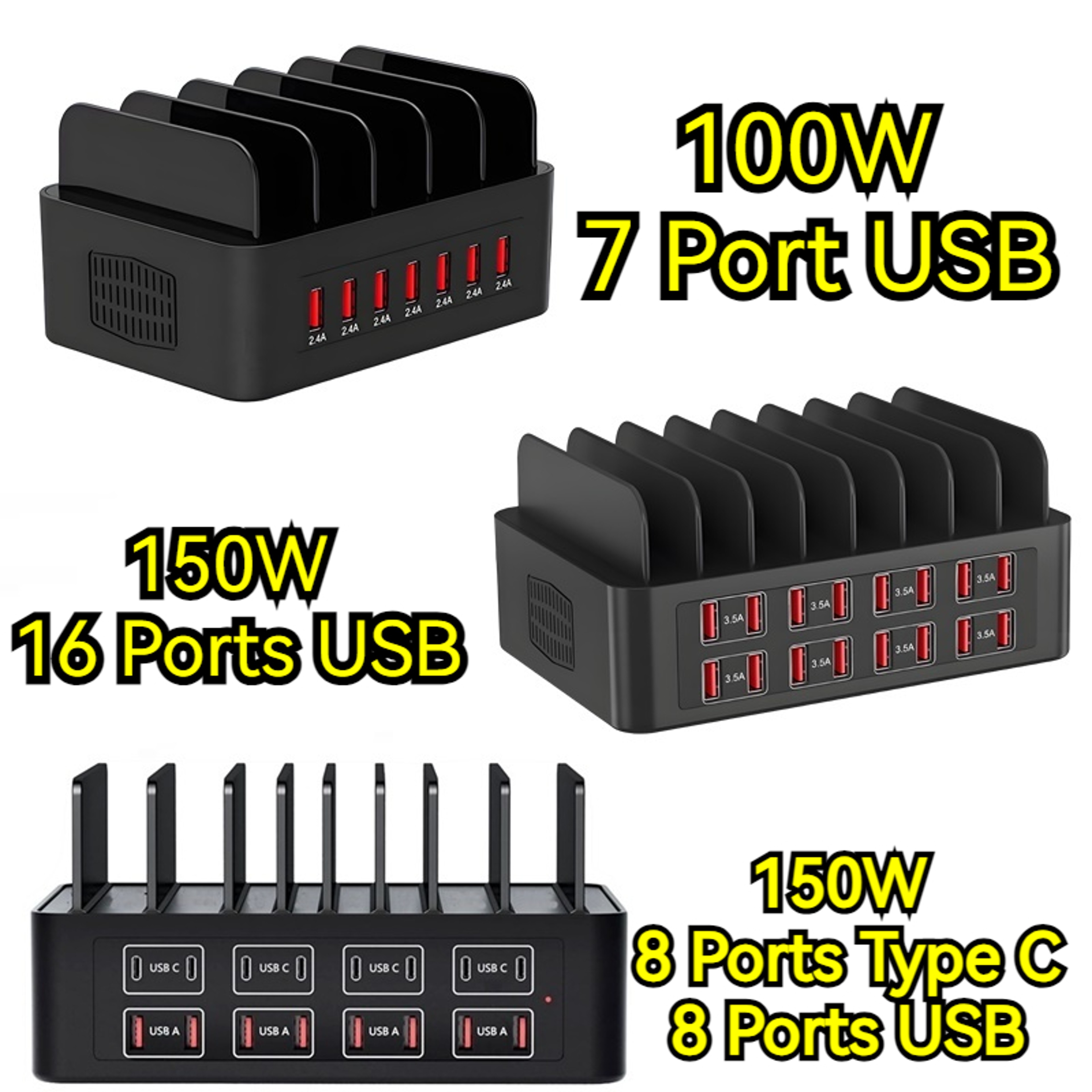 MAX Charging Station Stand Type C Fast Charger Port For Ipad Iphone Samsung Xiaomi Tablet 1