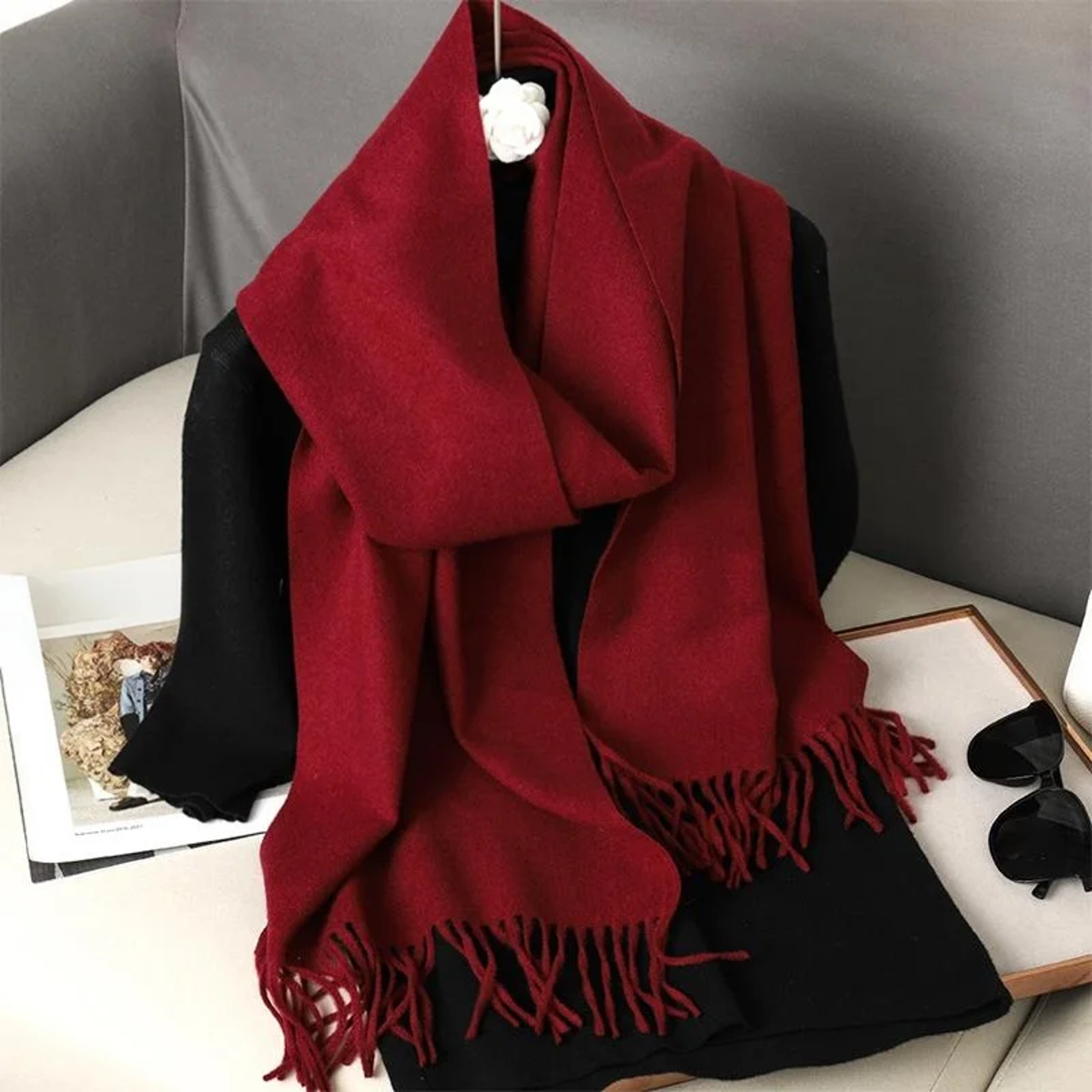 Luxury Winter Scarf Warm Thicken Cashmere Shawl Outdoor Fashion Tassels Pashmina Lady Wrap Scarves 0