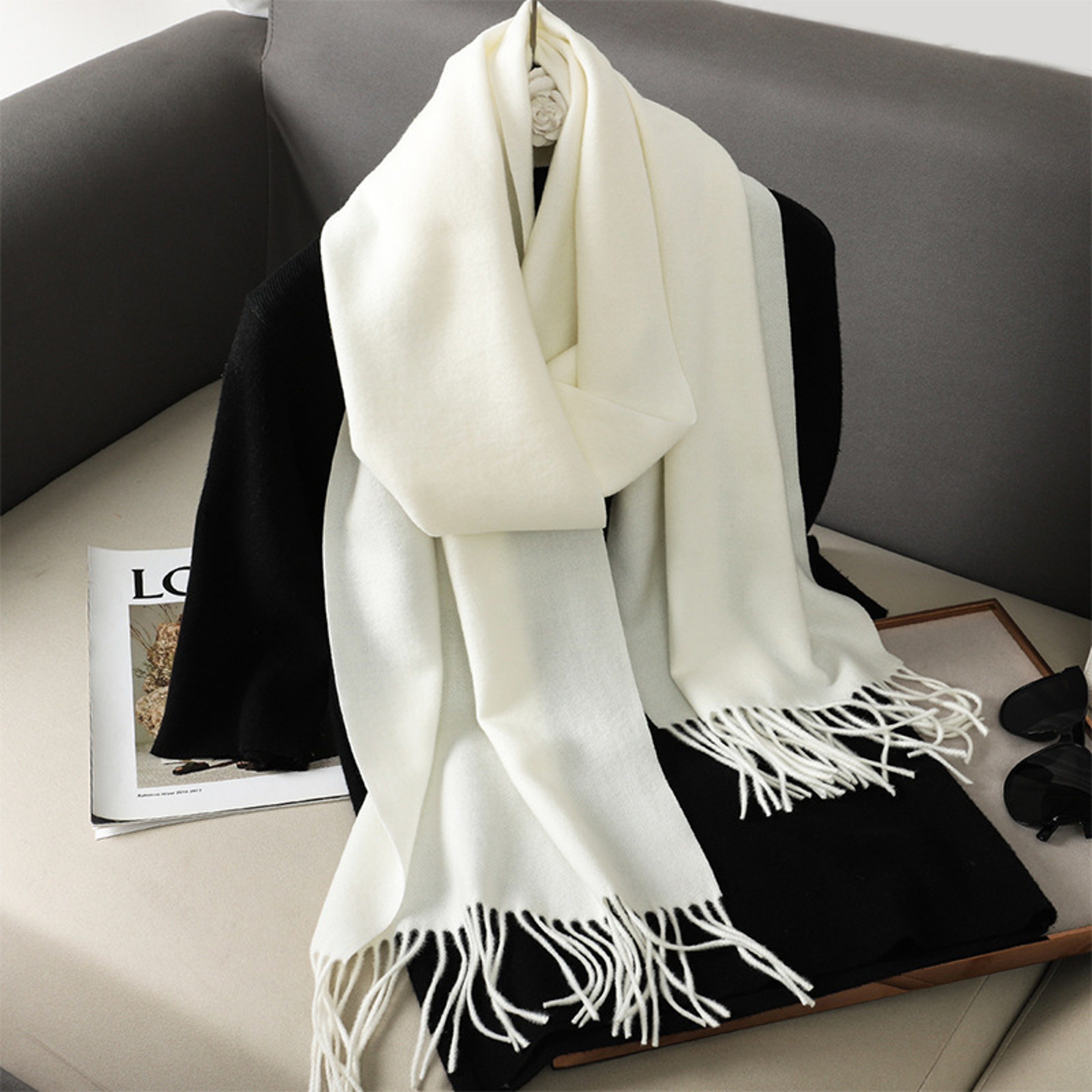 Luxury Winter Scarf Warm Thicken Cashmere Shawl Outdoor Fashion Tassels Pashmina Lady Wrap Scarves 17