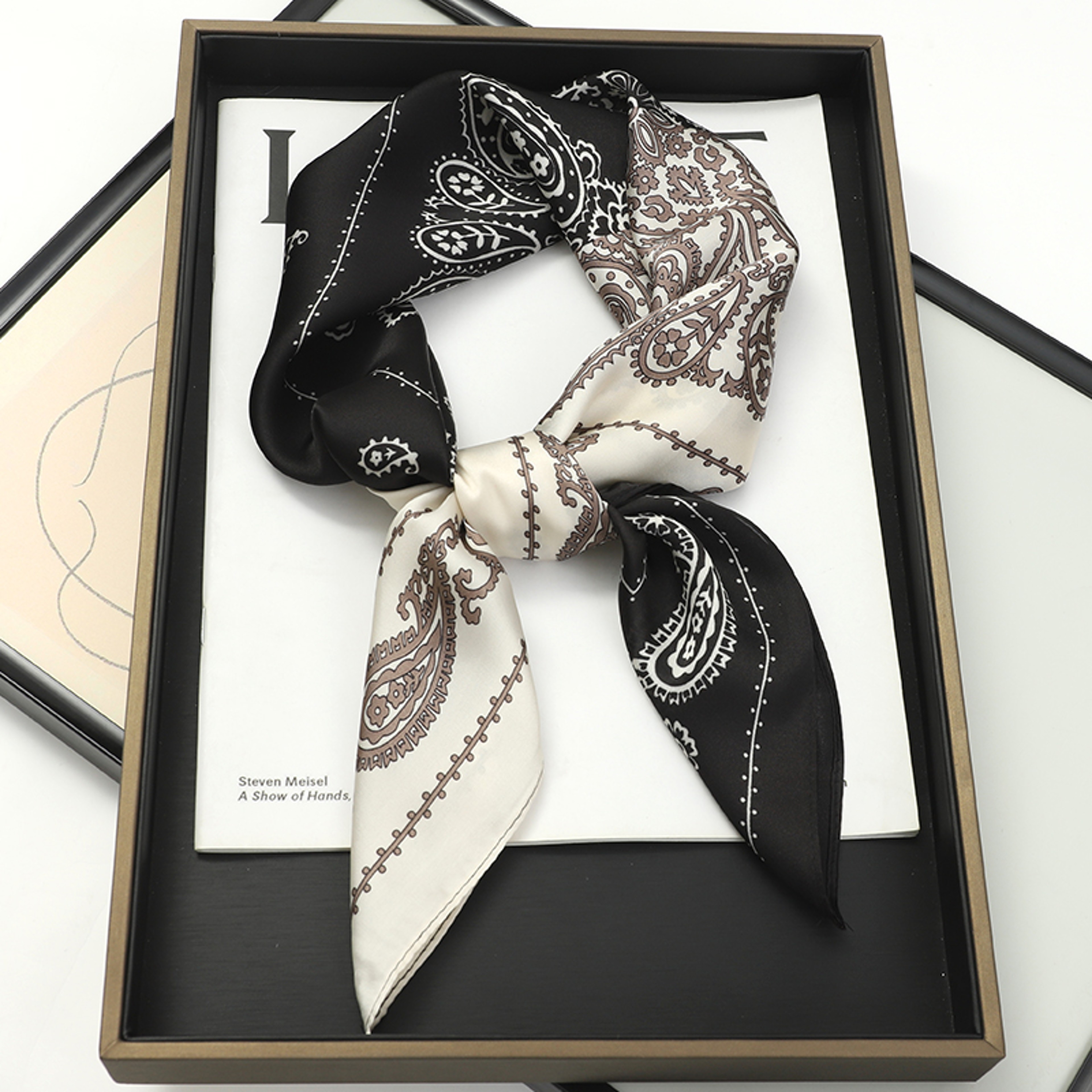 Satin Square Scarf Bandana Hair Skinny Tie Wrap Foulard Femme Handkerchief Shawl 1