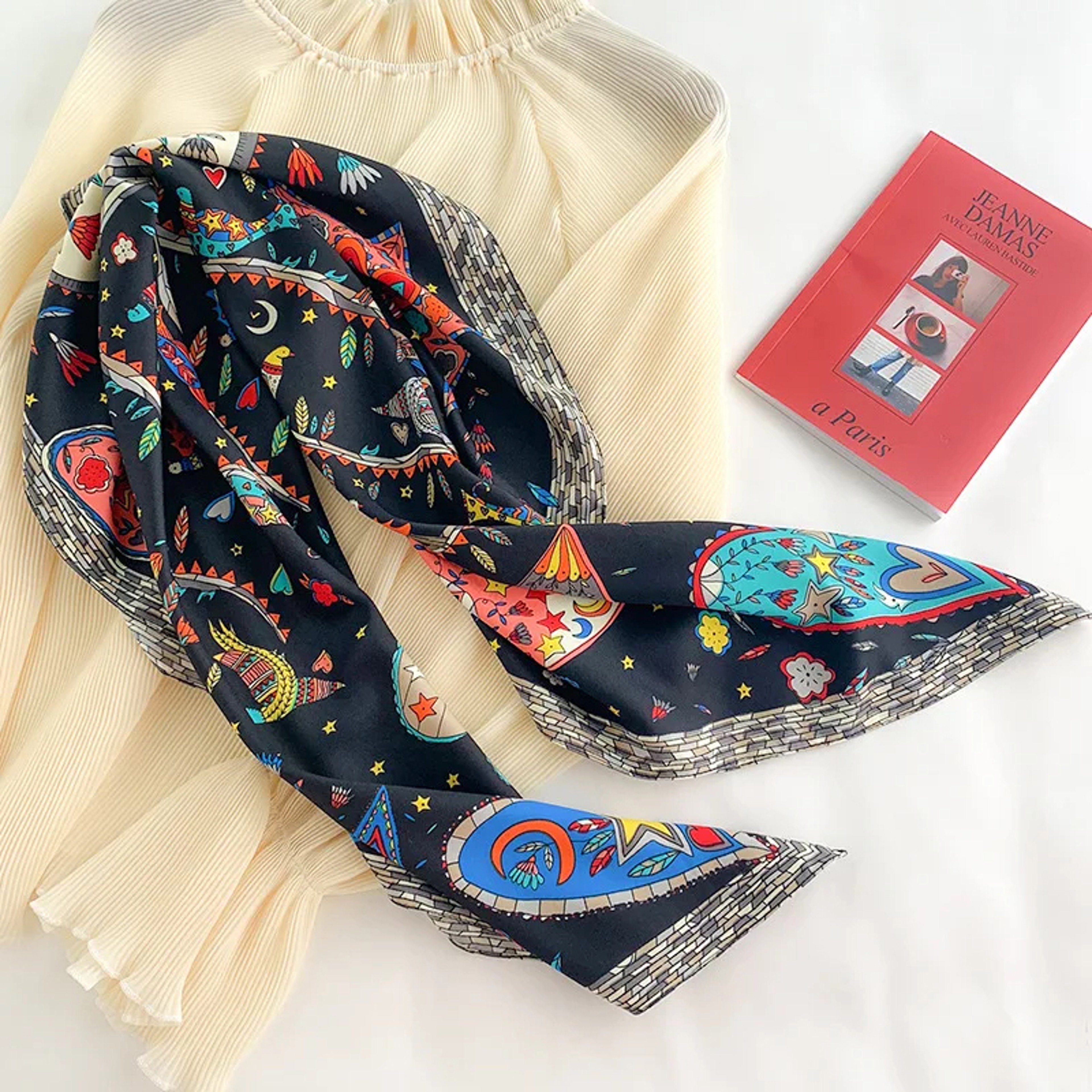 Elegant Twill Silk Feeling Shawls And Wraps Luxury Hair Scarves Tree Print Bandana Hijab Pashmina 1