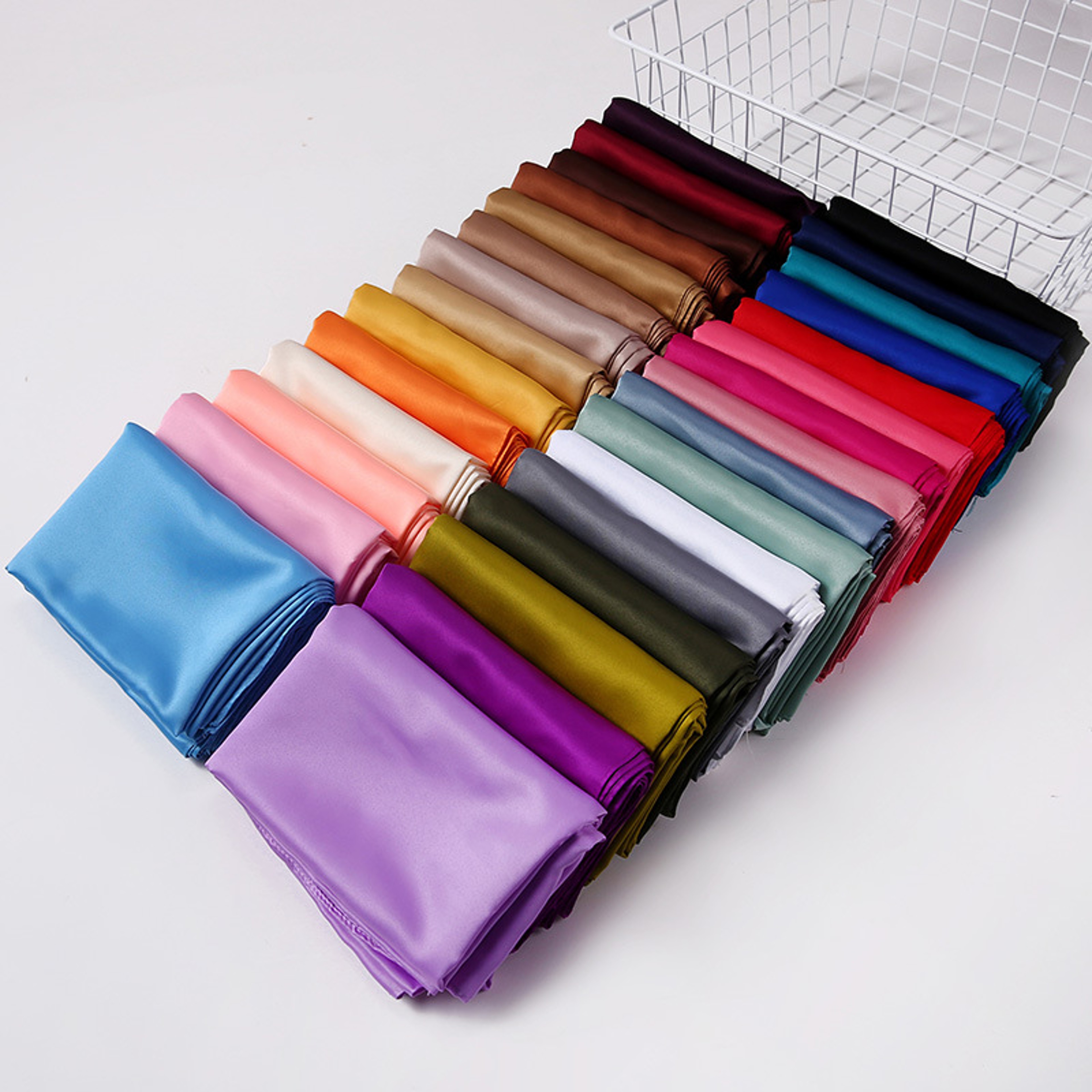 Square Satin Hijab Scarf for Women, Plain Handkerchief Shawls Wraps Head Scarf Islamic Bandanna – view 3