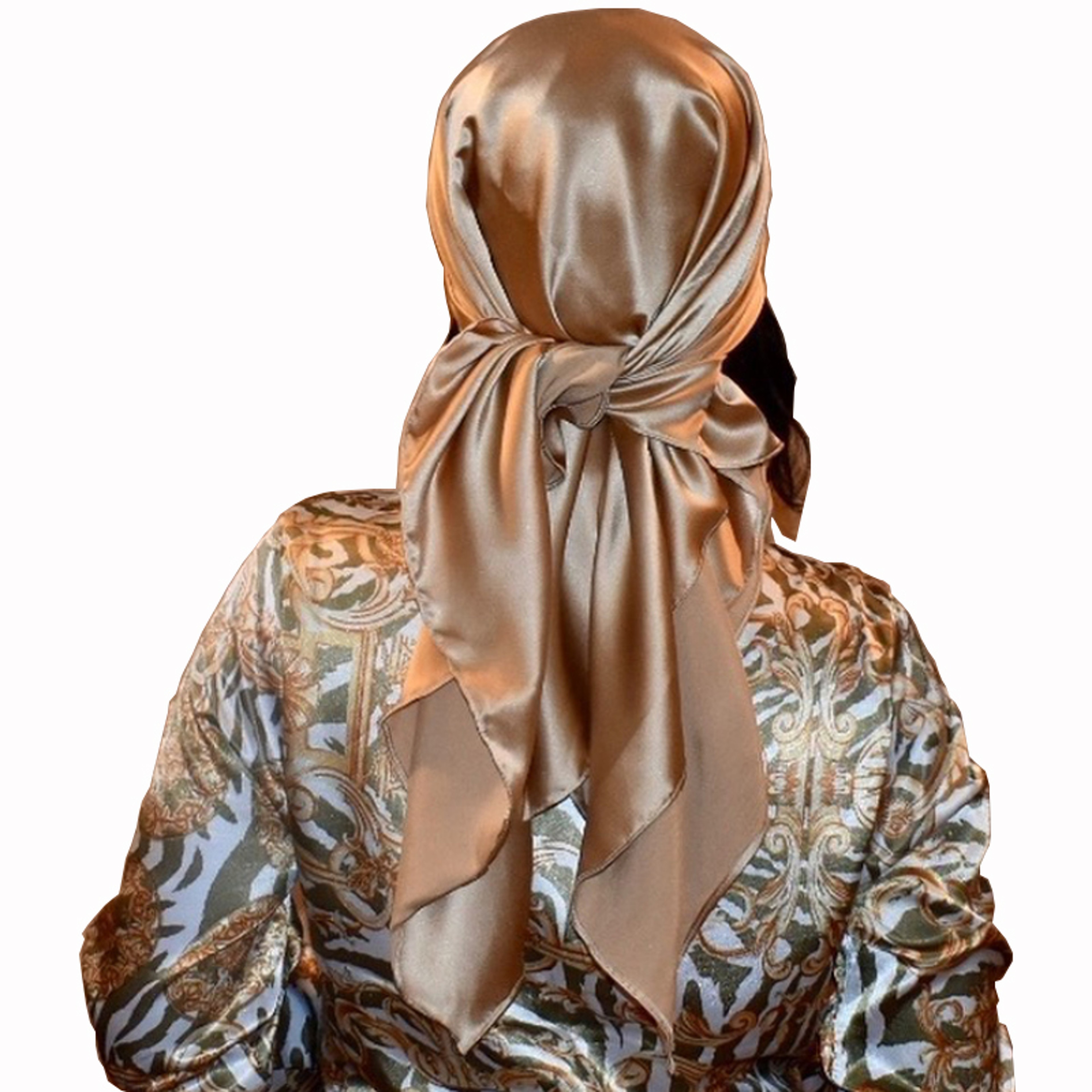 Square Satin Hijab Scarf for Women, Plain Handkerchief Shawls Wraps Head Scarf Islamic Bandanna – view 11