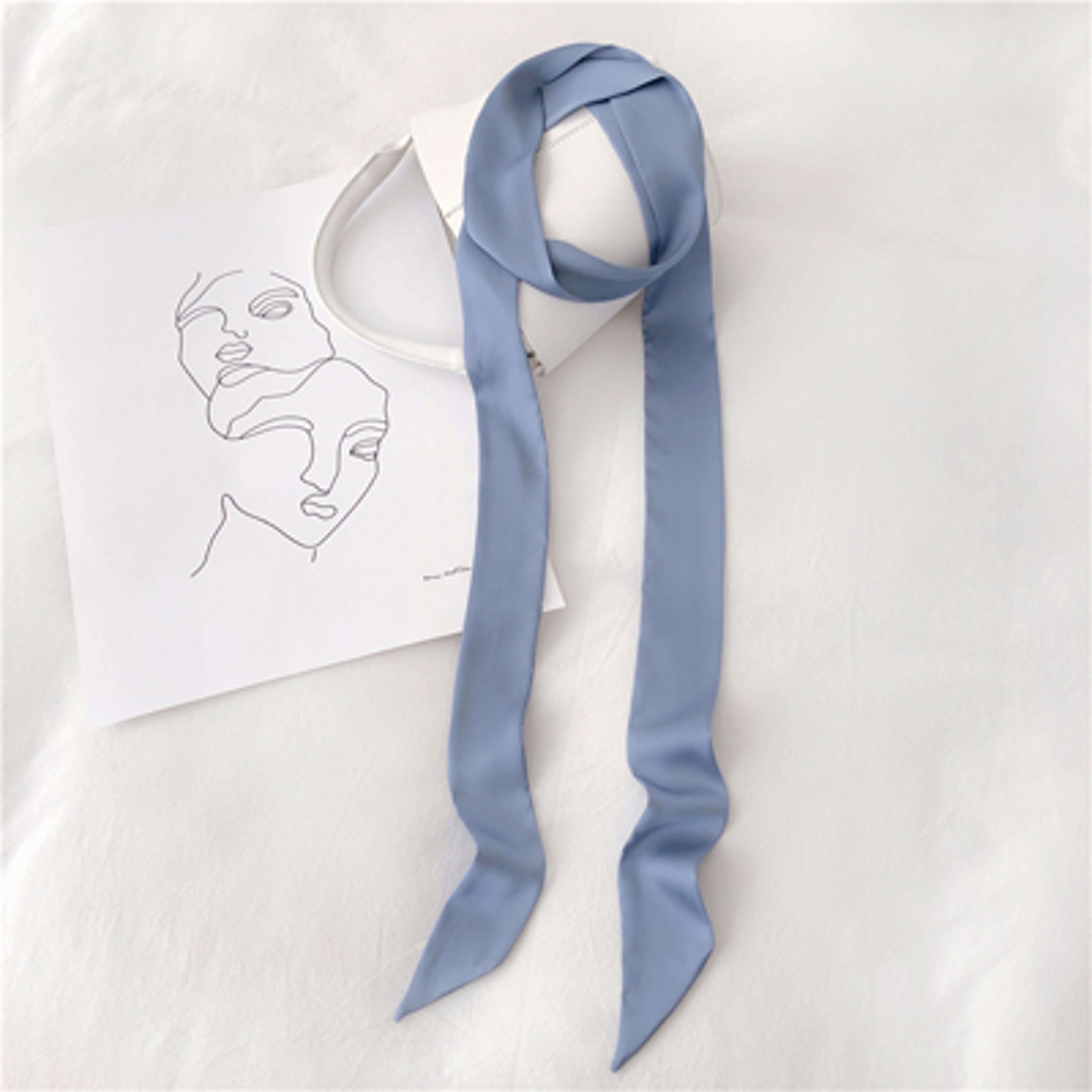 5X190CM Women Narrow Long Scarf 190x5cm Solid Color Chiffon Silk Rubber Red Tie Black Bag Ribbon He 9