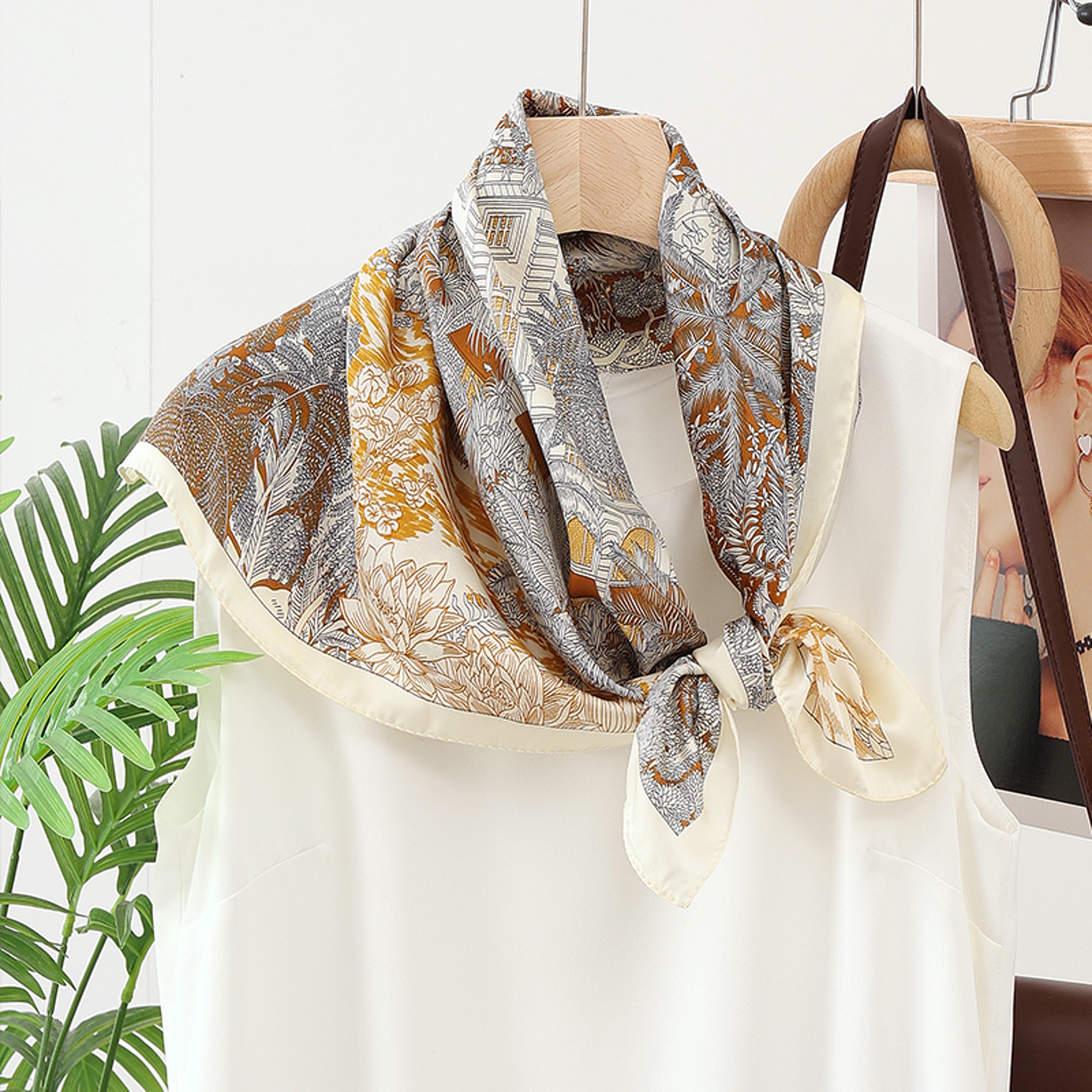 Elegant Simulation Silk Square Scarves Women, Soft Satin Scarf Wrap, Versatile Bandana Hijab for Daily Wear – view 1