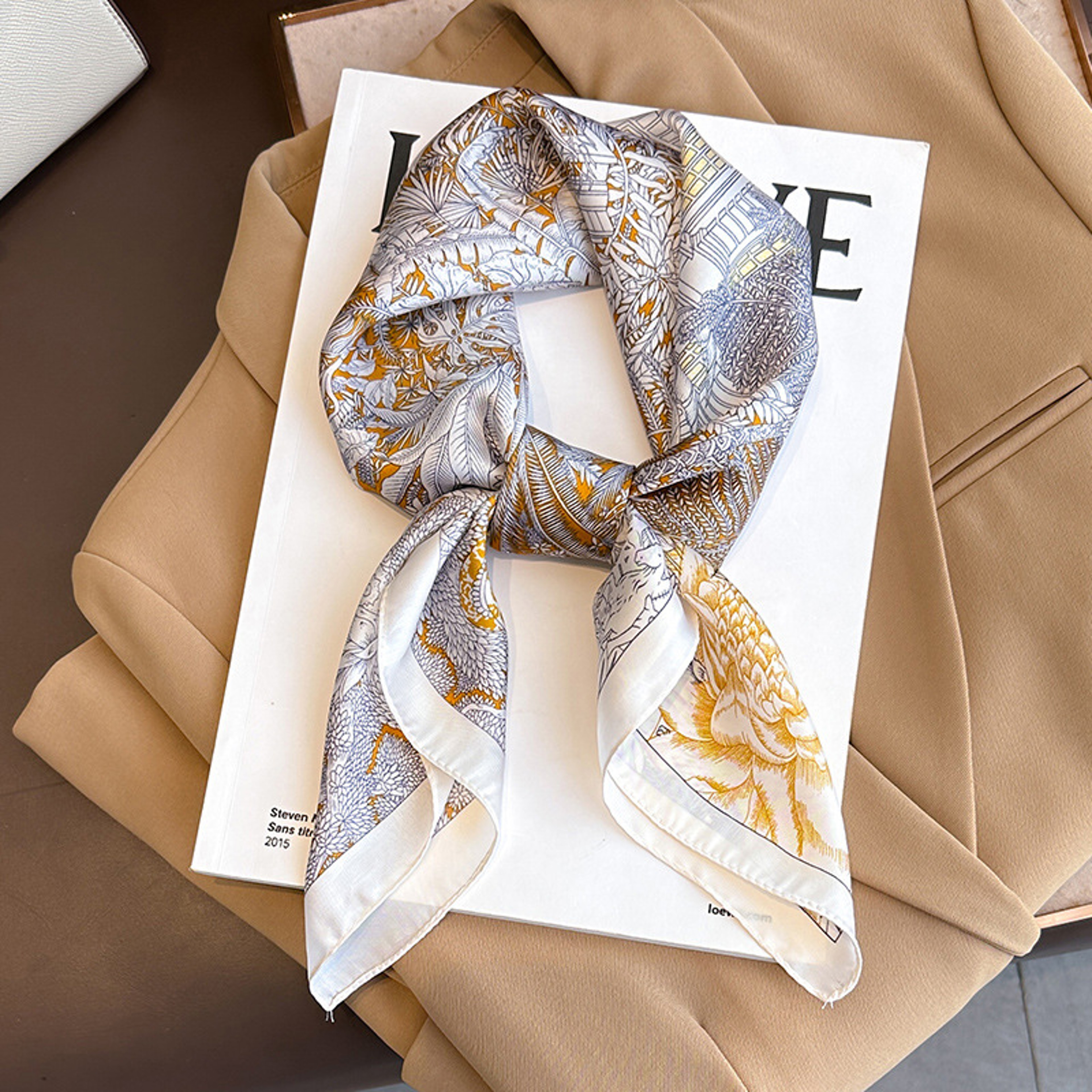 Elegant Simulation Silk Square Scarves Women, Soft Satin Scarf Wrap, Versatile Bandana Hijab for Daily Wear – view 5