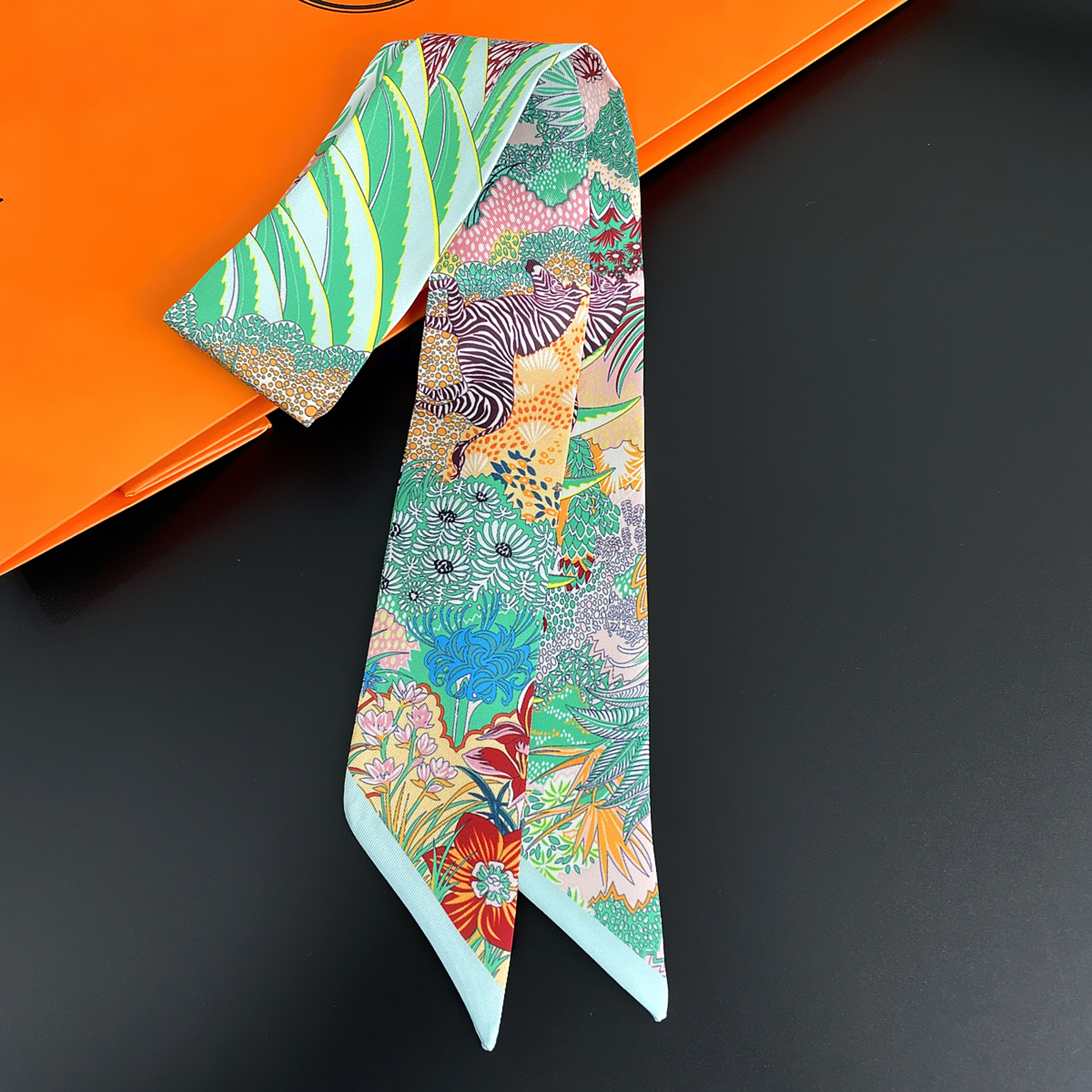 Luxury Silk Scarf Fashion Hair Headband Flowers Women Scarf 6