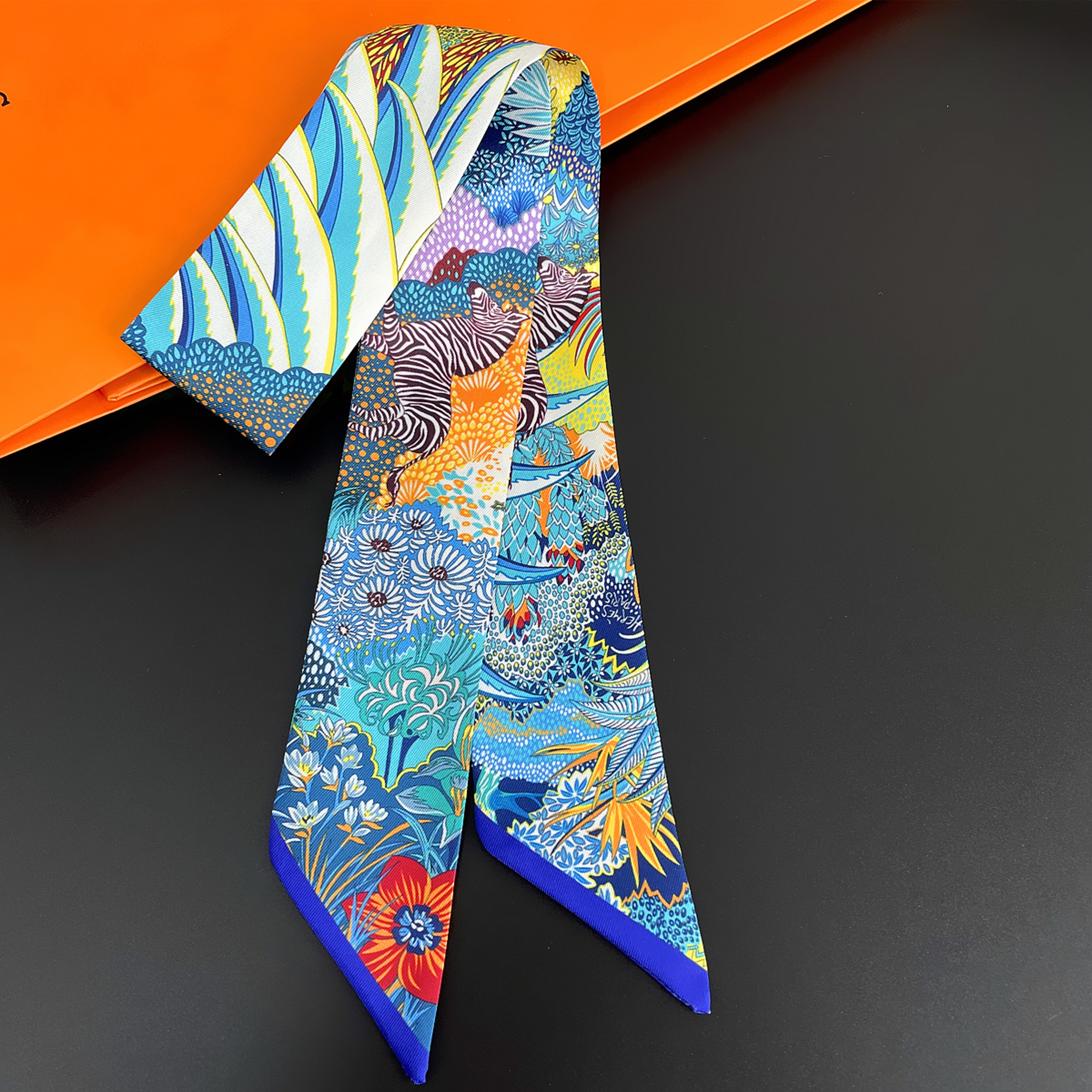 Luxury Silk Scarf Fashion Hair Headband Flowers Women Scarf 8