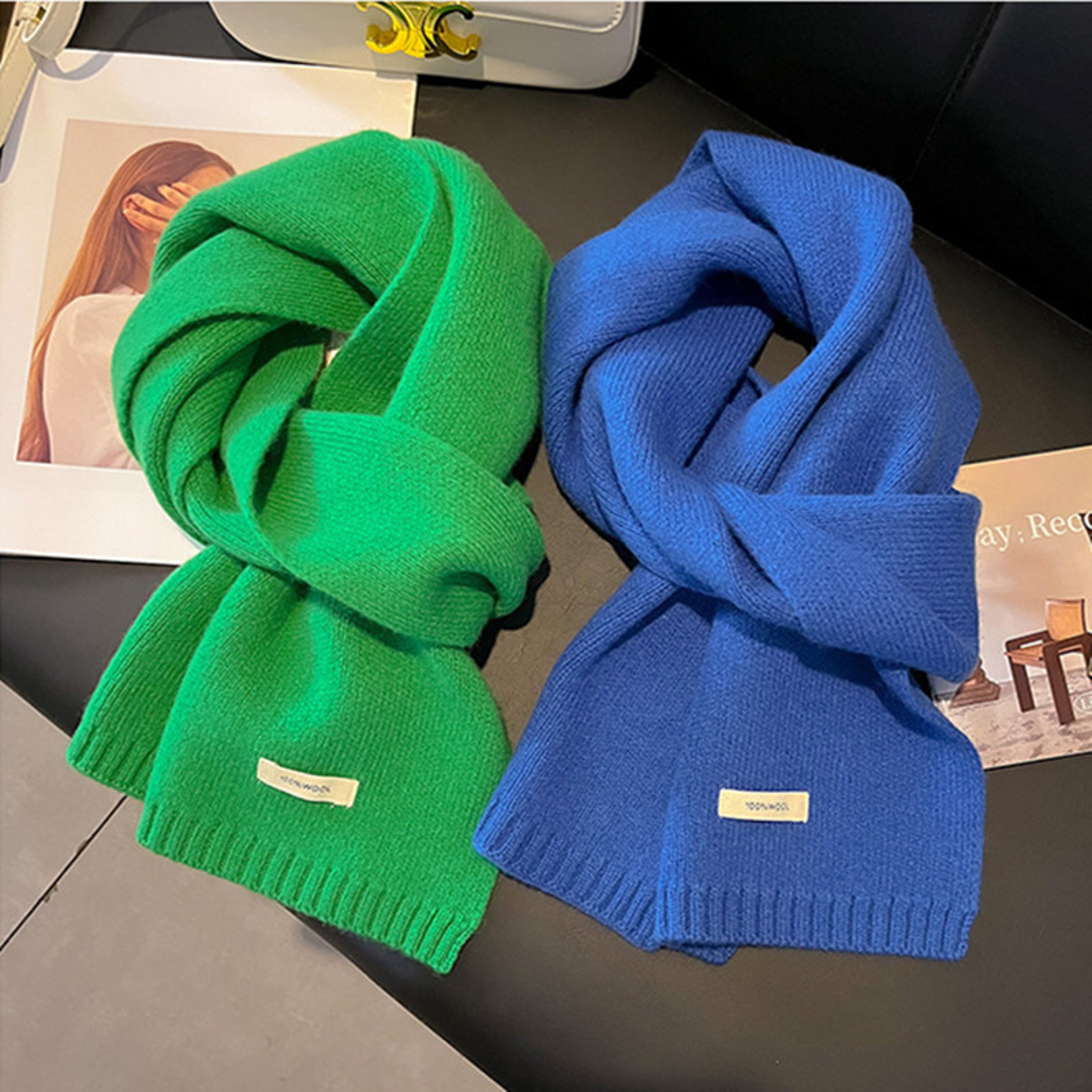 Bright Solid Color Wool Scarves Soft Cashmere Pashmina Shawl Winter Warmth Neck Wrap 0