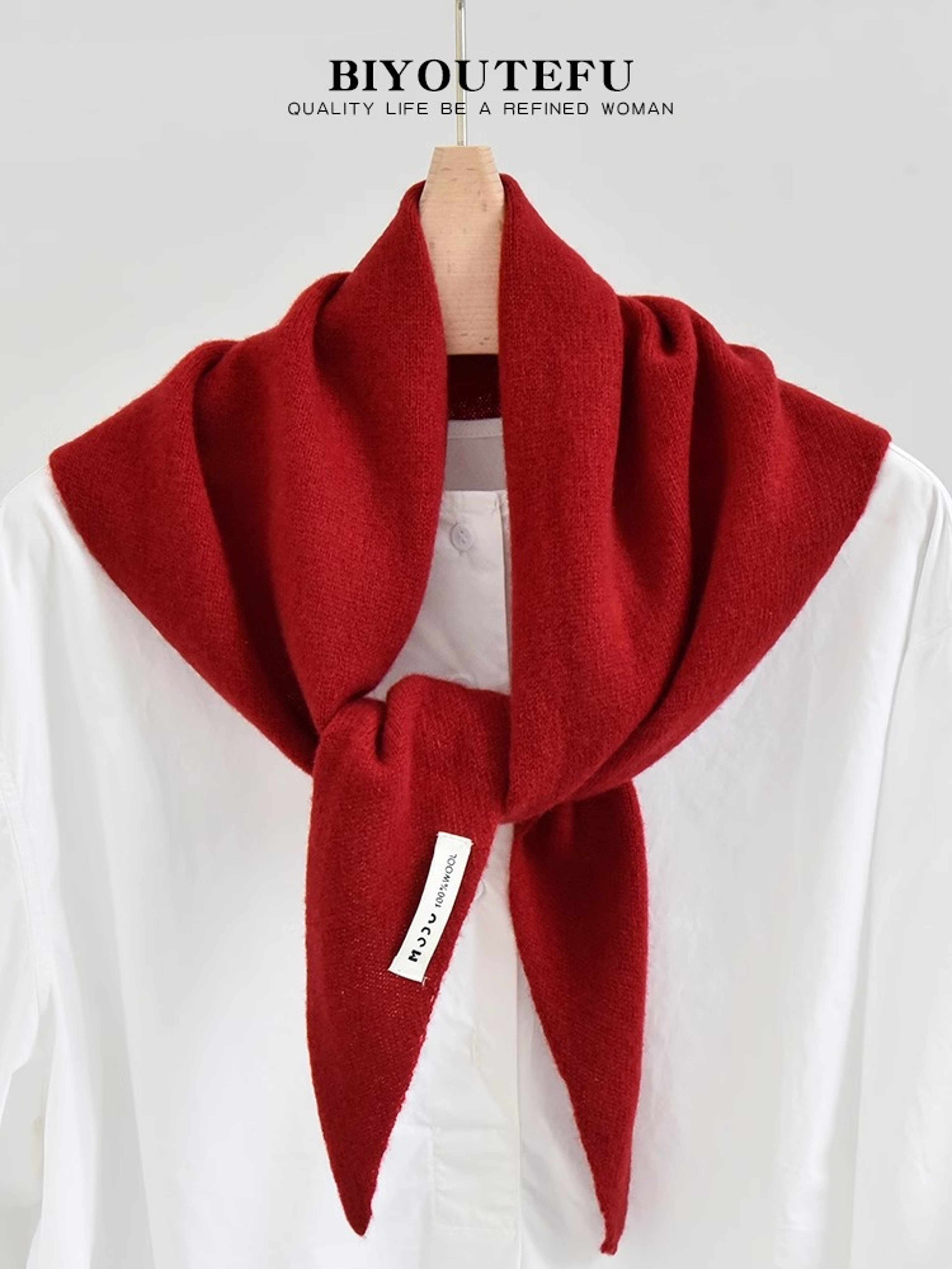Decorative Small Scarf Wool Knitted Triangle Shawl For Womens Autumn Winter Neck Warmth 8