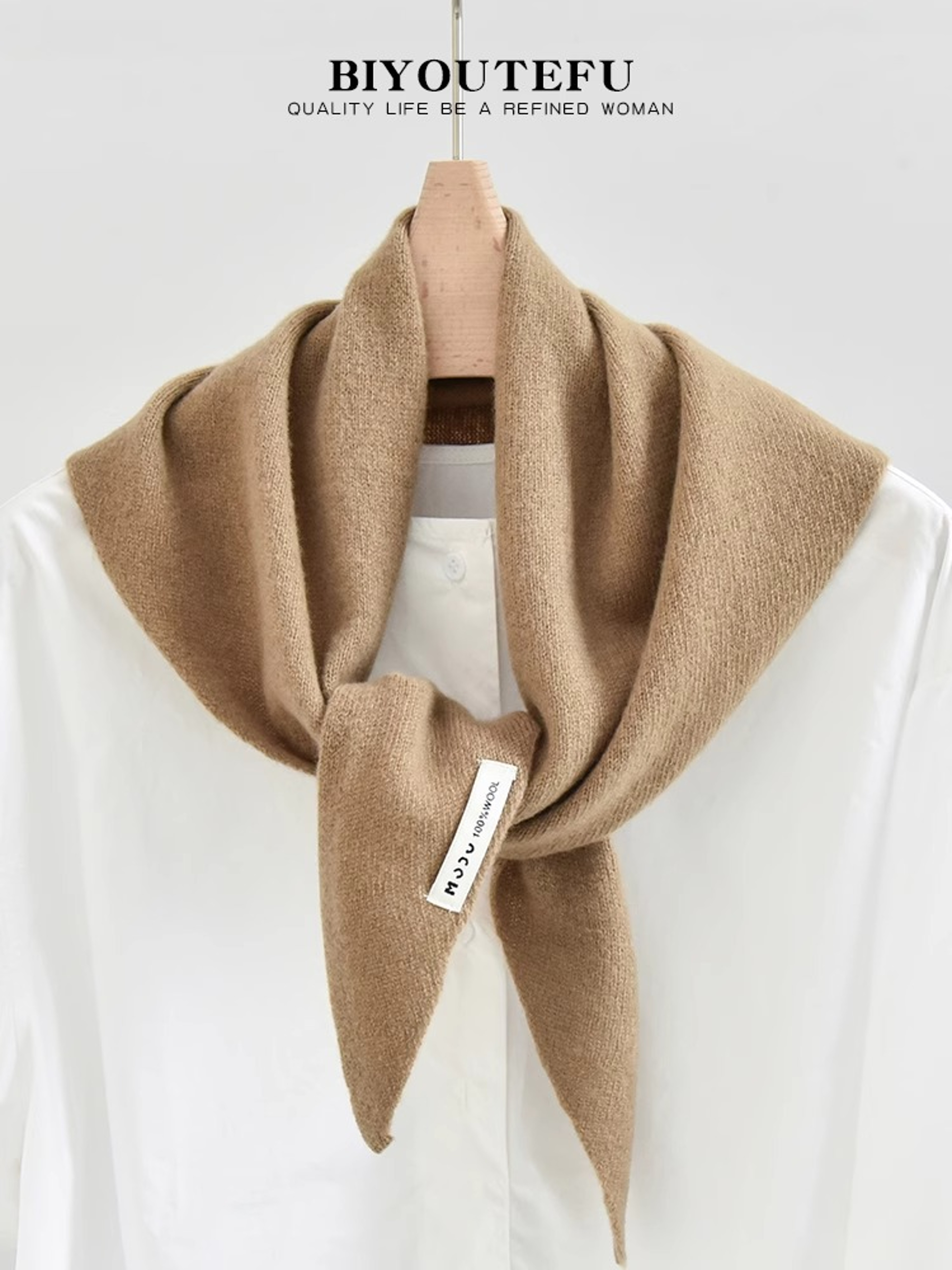 Decorative Small Scarf Wool Knitted Triangle Shawl For Womens Autumn Winter Neck Warmth 10