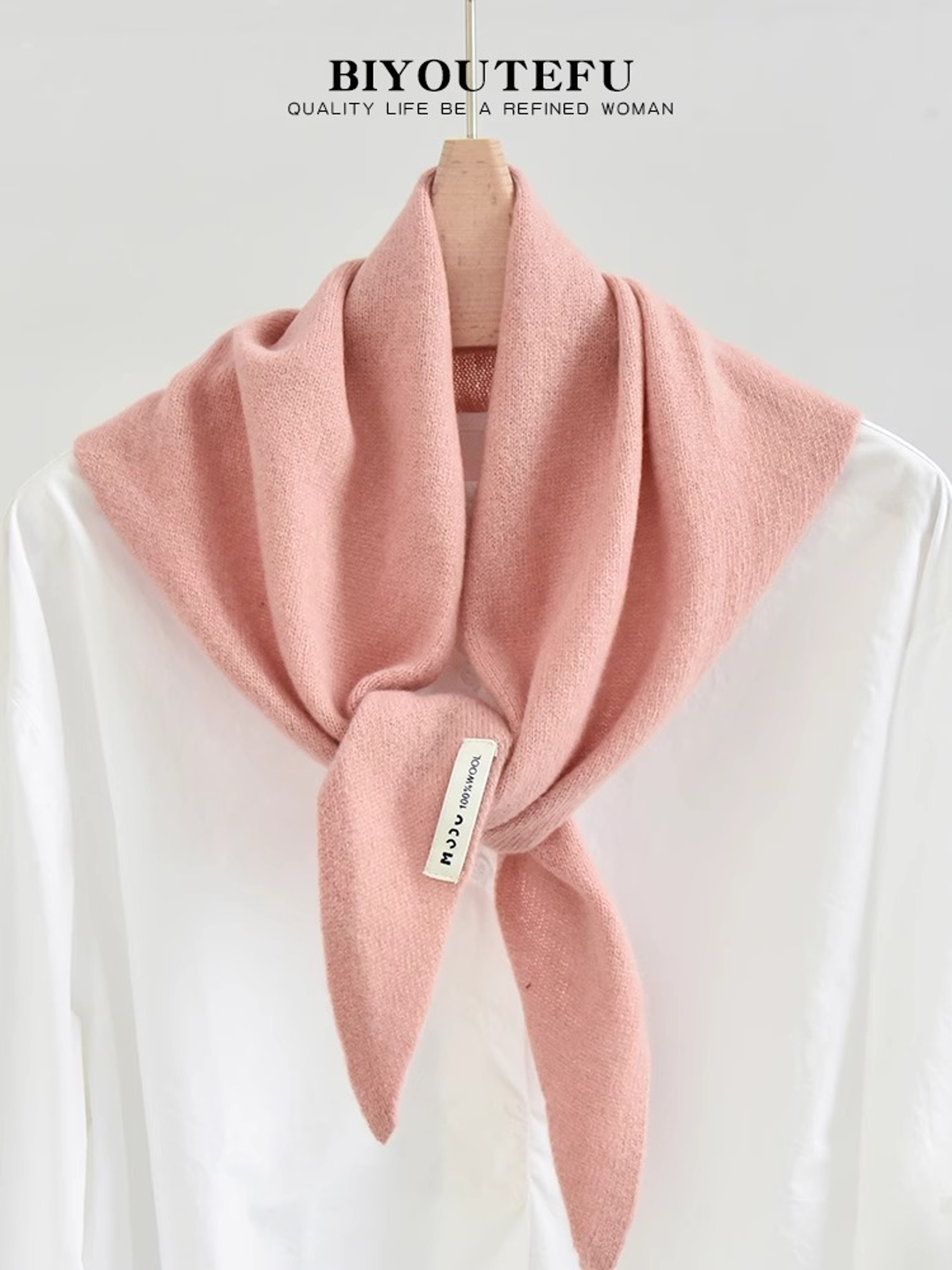 Decorative Small Scarf Wool Knitted Triangle Shawl For Womens Autumn Winter Neck Warmth 16