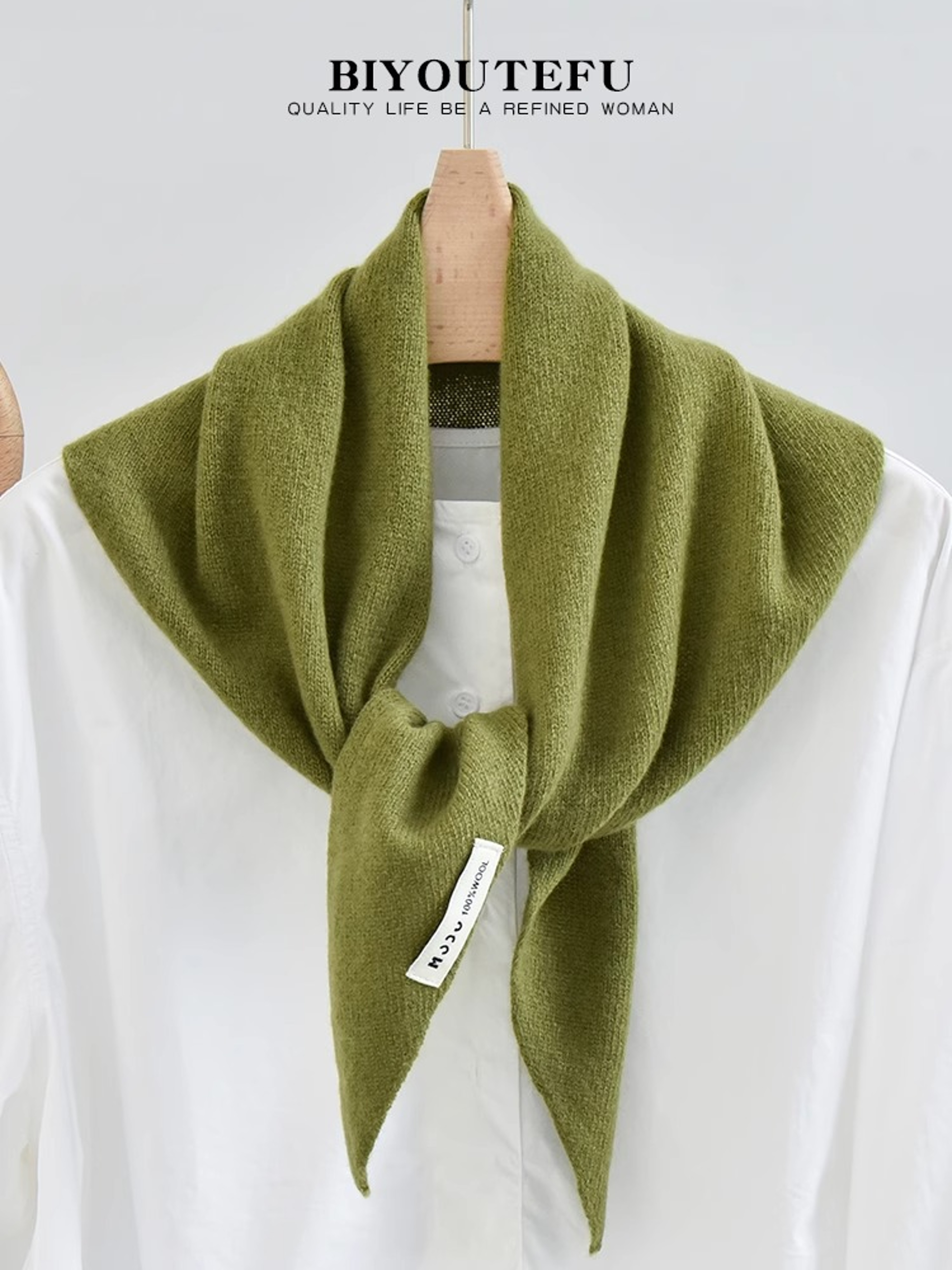 Decorative Small Scarf Wool Knitted Triangle Shawl For Womens Autumn Winter Neck Warmth 18