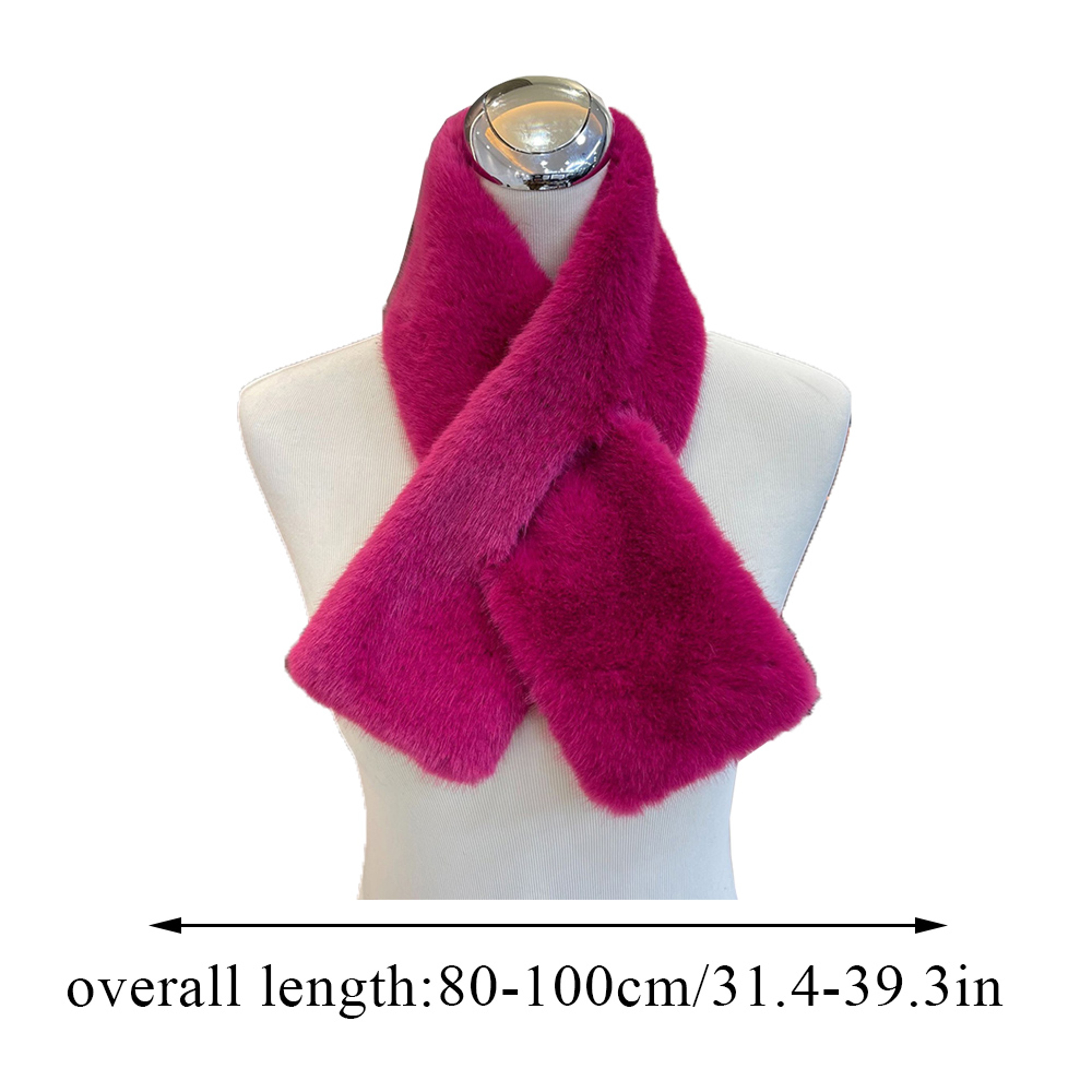 Cute Solid Color Faux Rabbit Fur Scarf, Winter Thickened Soft Furry Neck Warmer for Women – view 6