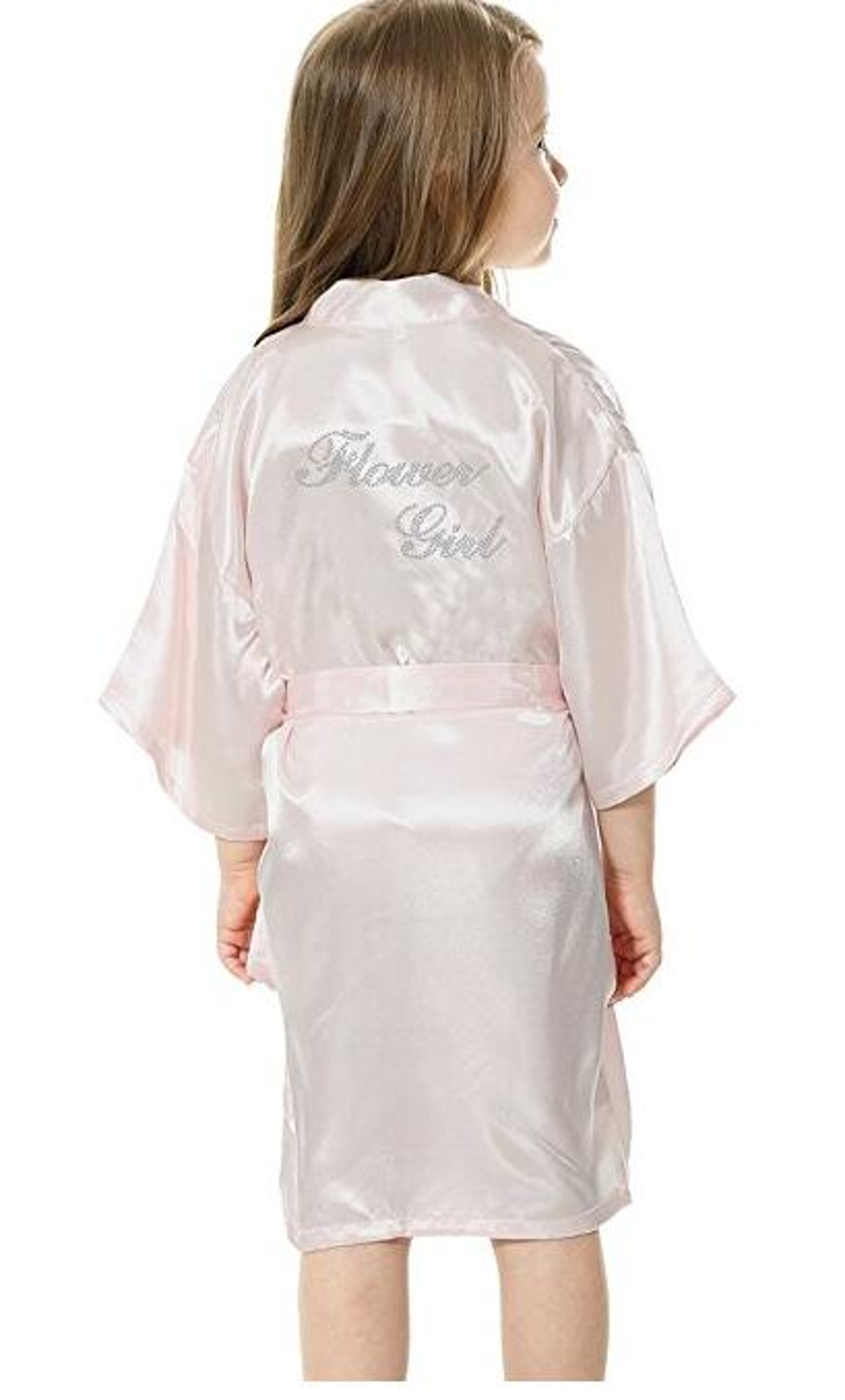 Mini Bride Satin Solid Bath Robe for Flower Girl Wedding Party Yukata Rayon Silk Sexy Sleepwear Children Dress – view 4