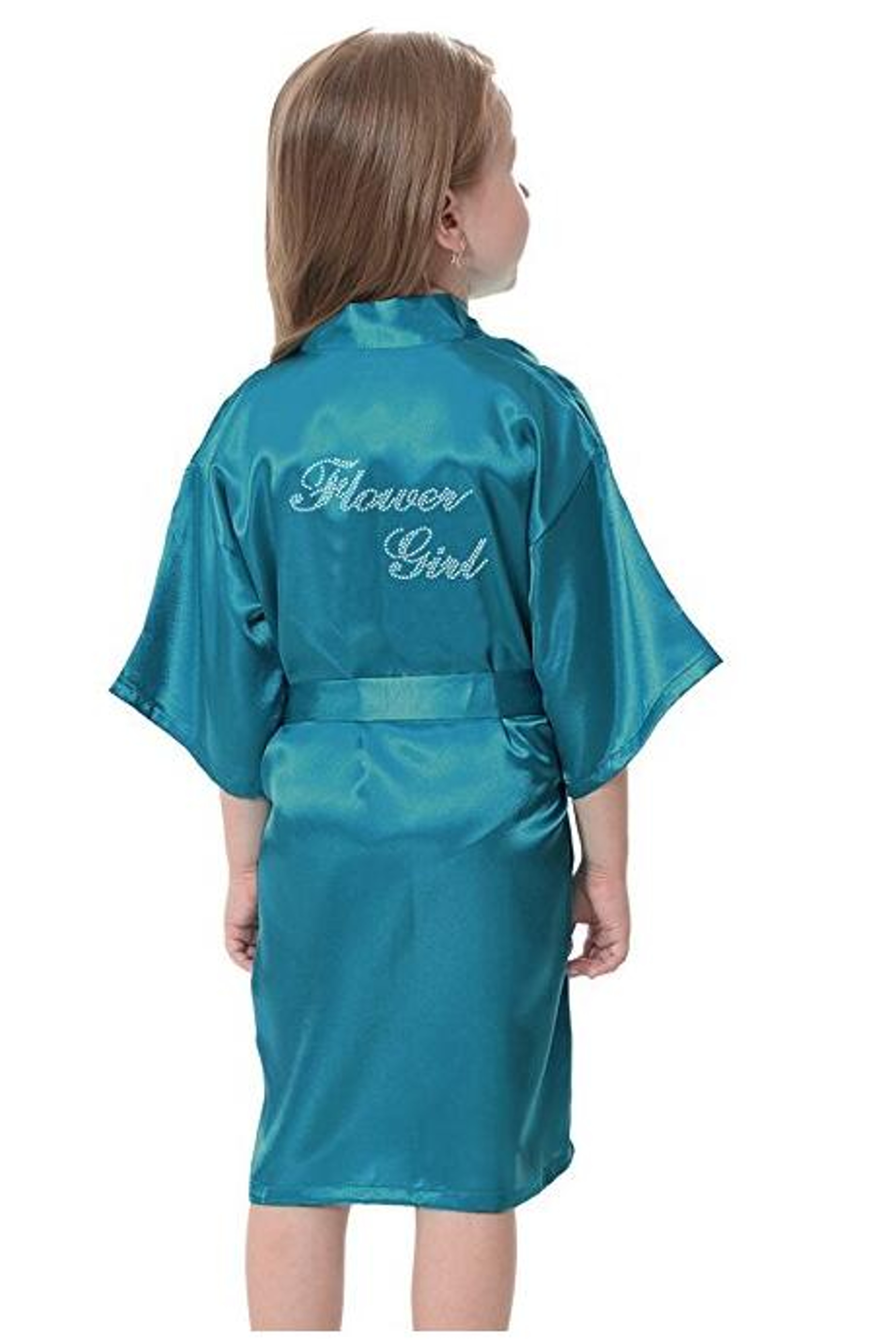 Mini Bride Satin Solid Bath Robe for Flower Girl Wedding Party Yukata Rayon Silk Sexy Sleepwear Children Dress – view 5