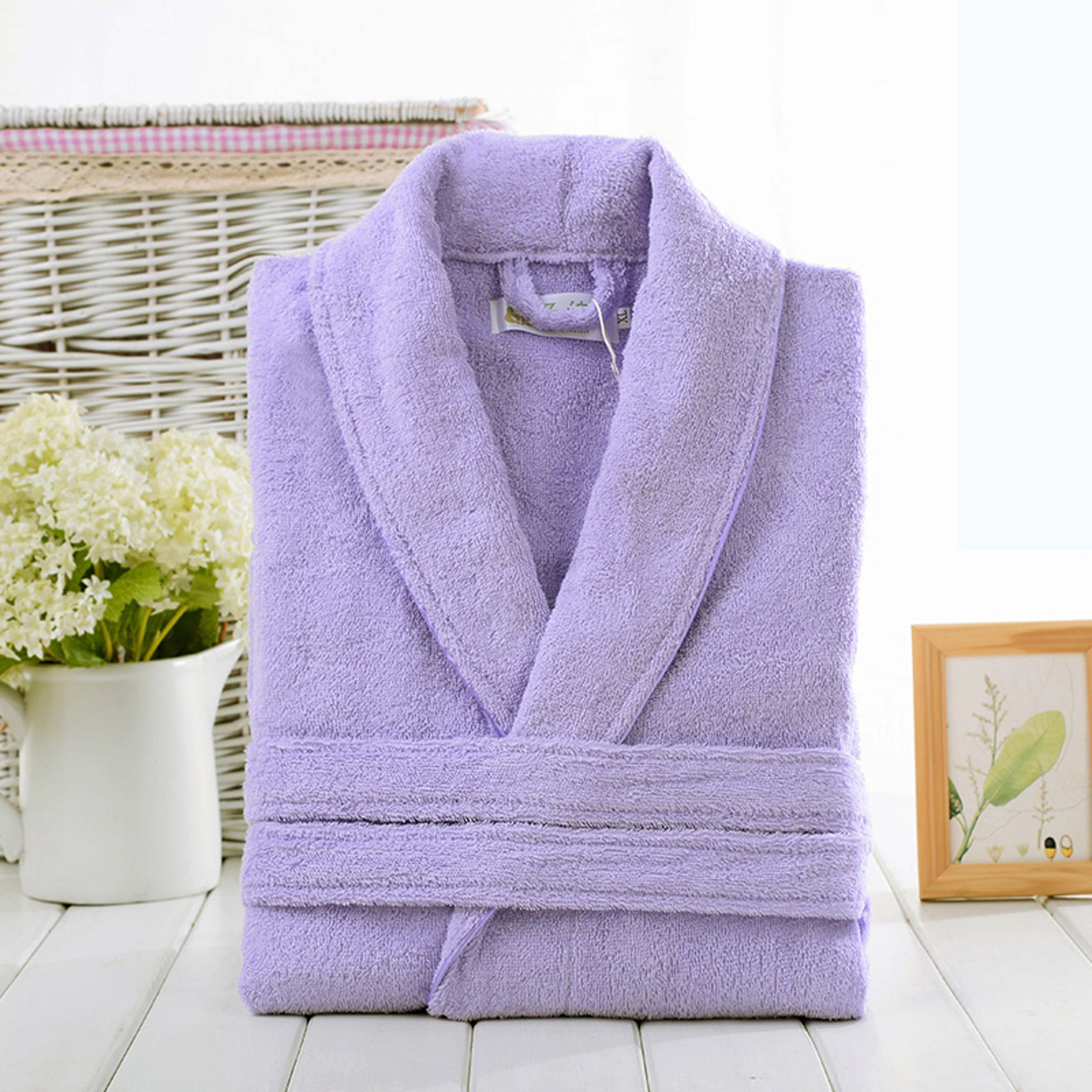 Unisex Cotton Pink Toweling Terry Robe, Soft Bath Robe for Men and Women, Casual Nightrobe Sleepwear – view 7
