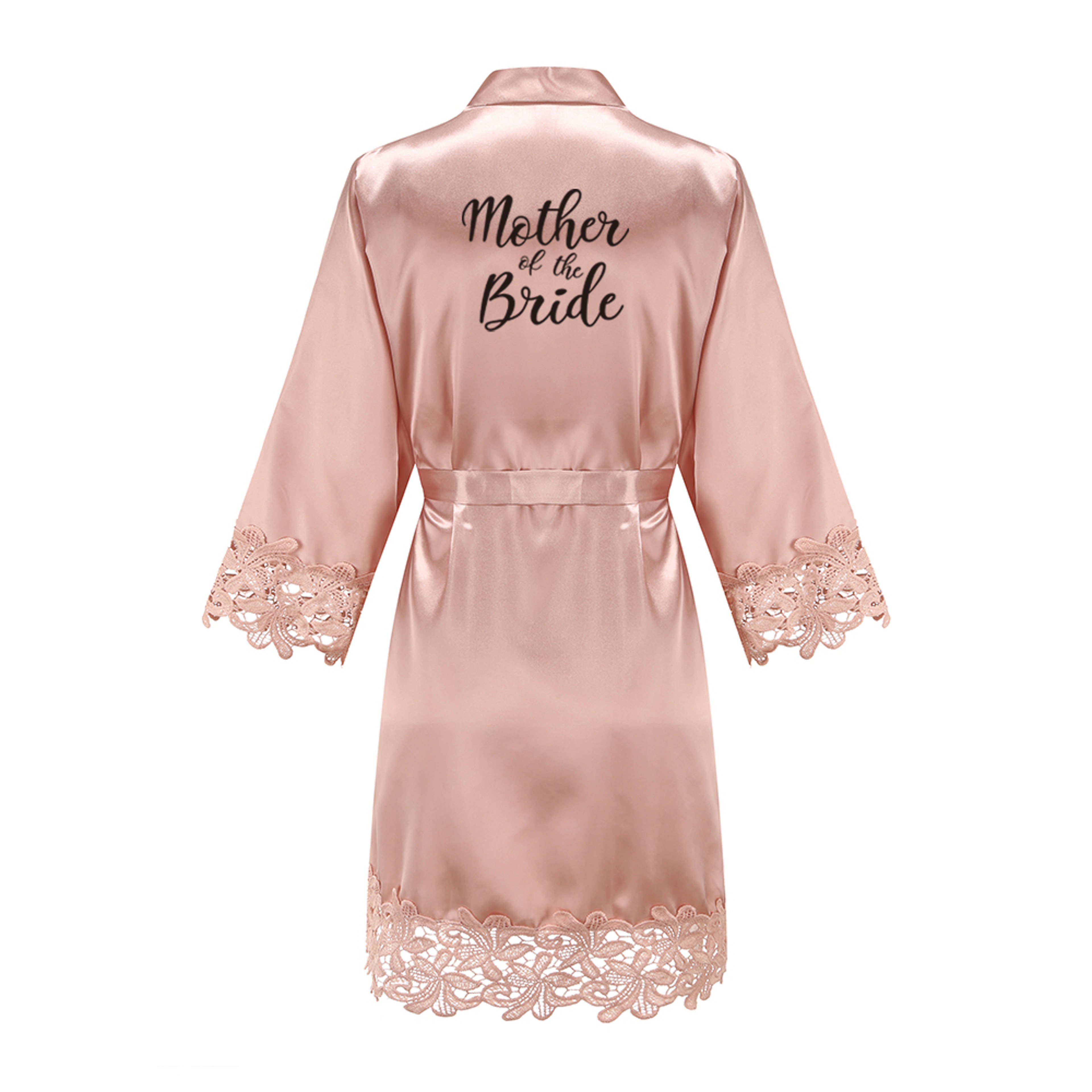 Wedding Bridesmaid Gift Satin Lace Robe, Rose Gold Bride Robe, Bridal Dressing Gown for Bachelorette Party – view 5