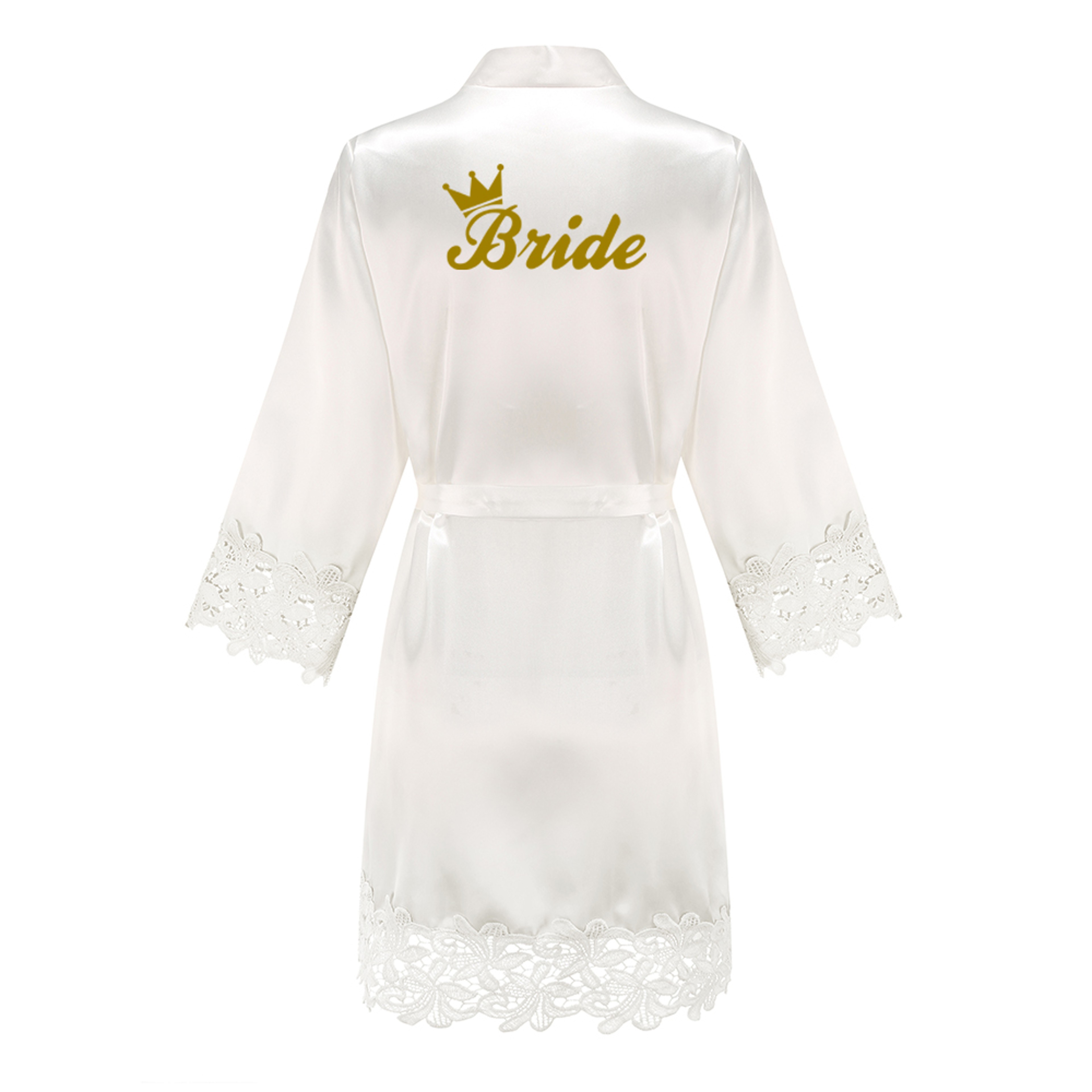 Wedding Bridesmaid Gift Satin Lace Robe, Rose Gold Bride Robe, Bridal Dressing Gown for Bachelorette Party – view 9