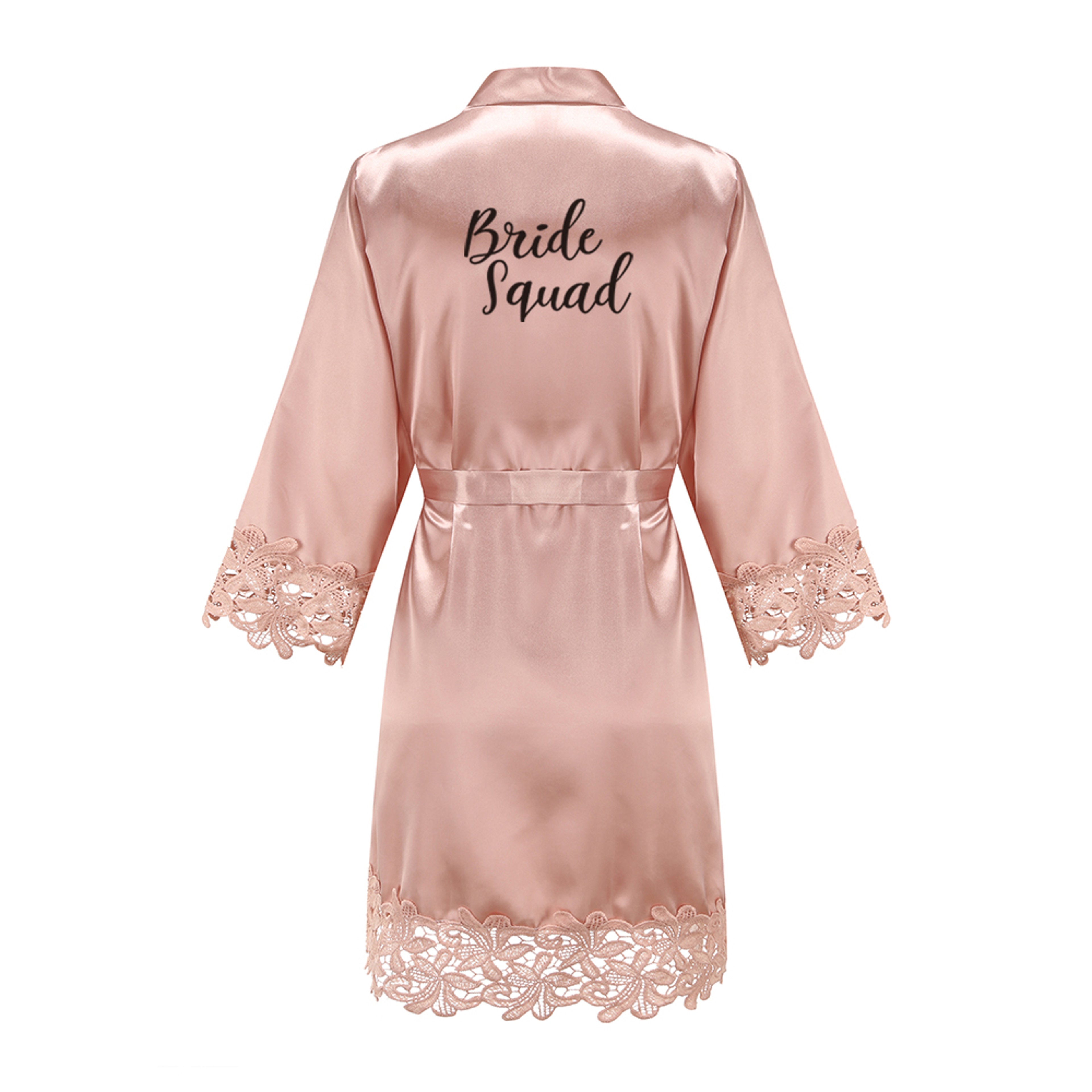 Wedding Bridesmaid Gift Satin Lace Robe, Rose Gold Bride Robe, Bridal Dressing Gown for Bachelorette Party – view 10