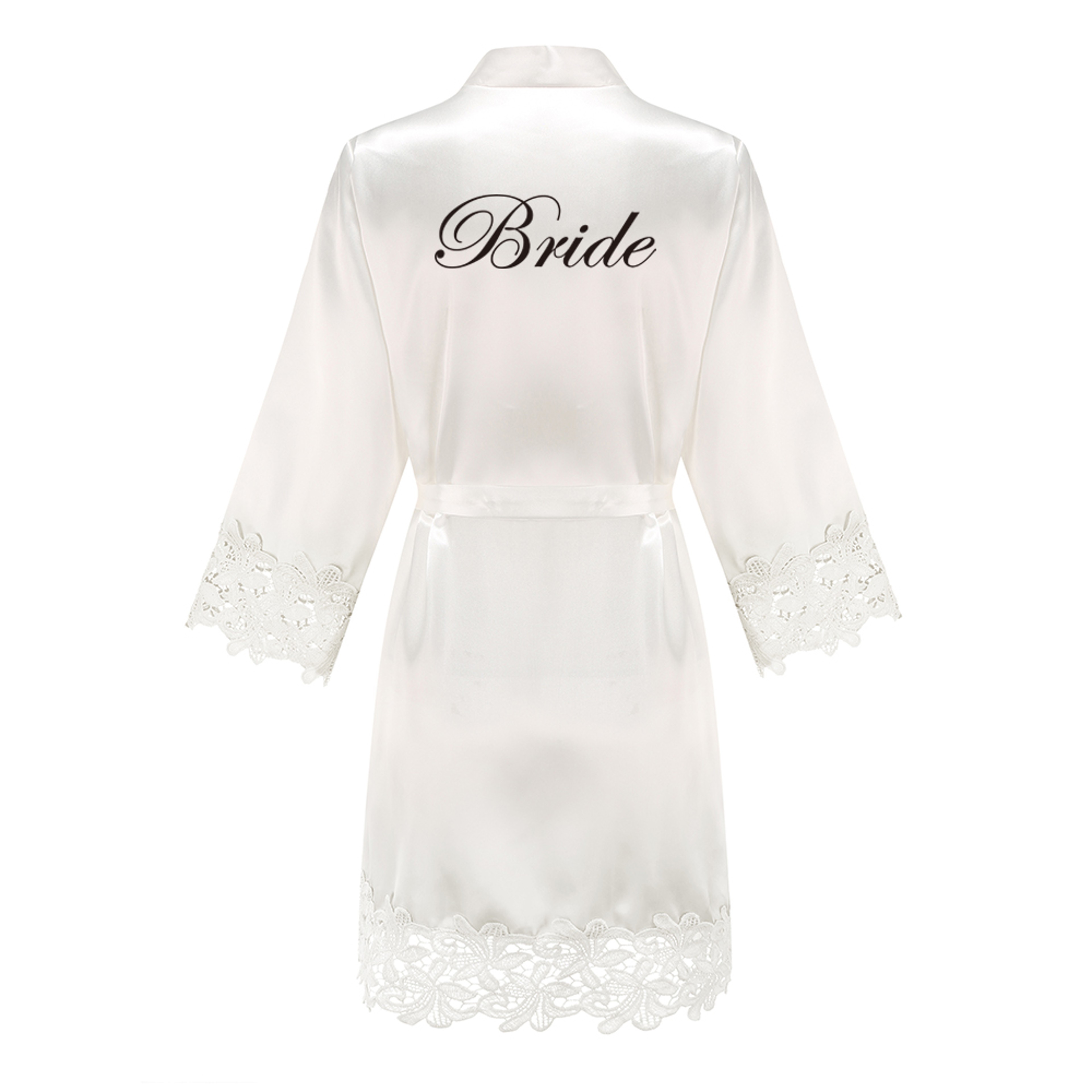 Wedding Bridesmaid Gift Satin Lace Robe, Rose Gold Bride Robe, Bridal Dressing Gown for Bachelorette Party – view 12