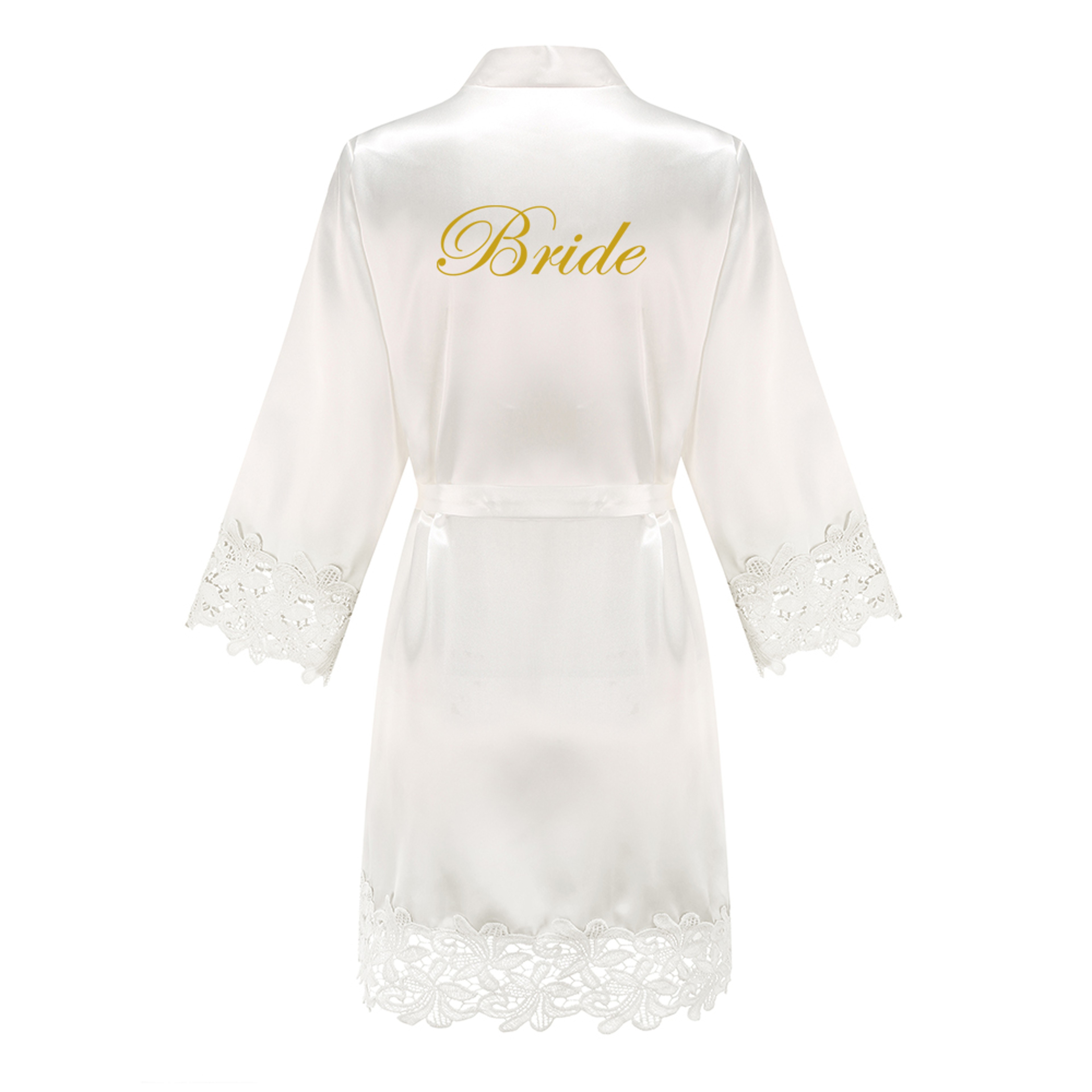 Wedding Bridesmaid Gift Satin Lace Robe, Rose Gold Bride Robe, Bridal Dressing Gown for Bachelorette Party – view 13