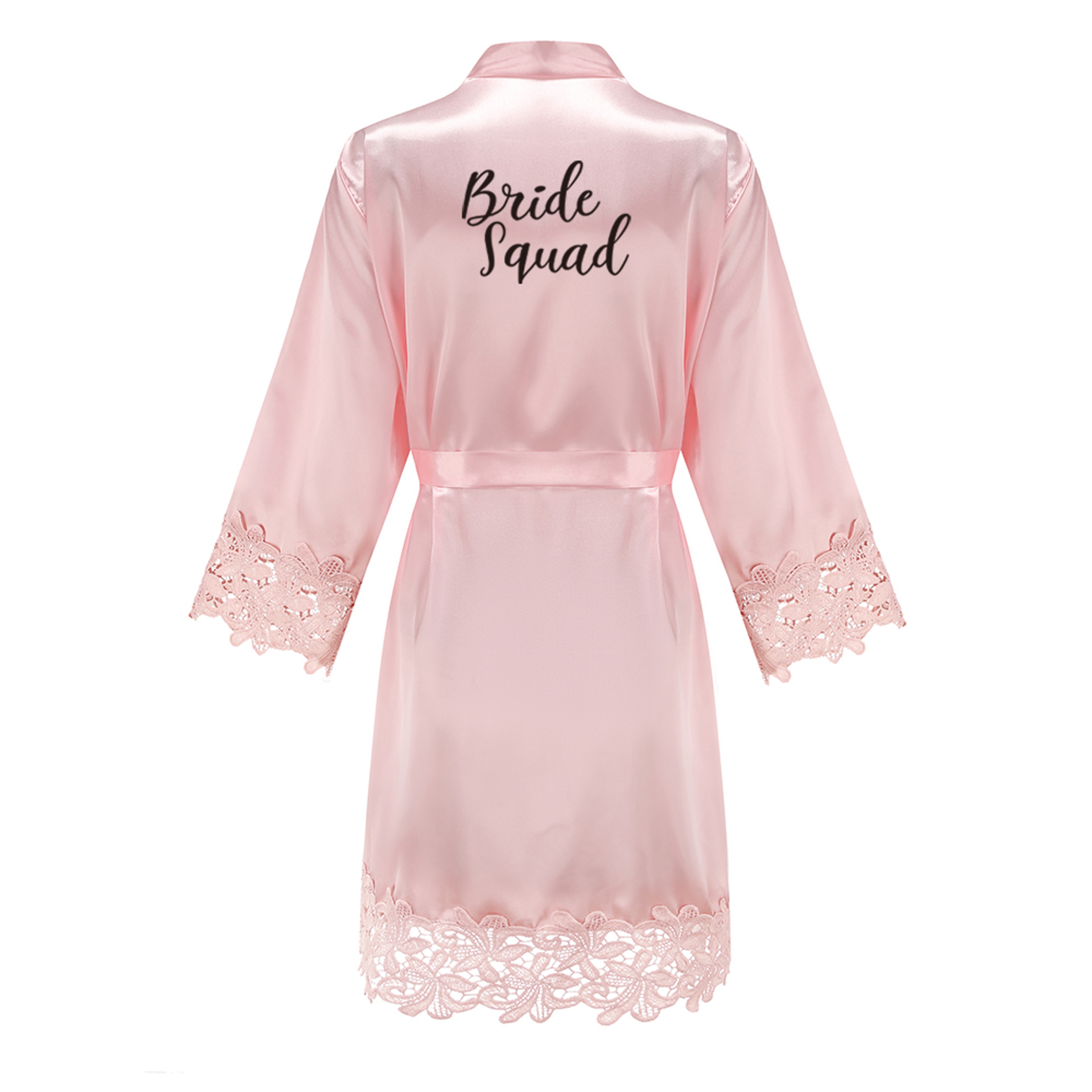 Wedding Bridesmaid Gift Satin Lace Robe, Rose Gold Bride Robe, Bridal Dressing Gown for Bachelorette Party – view 22
