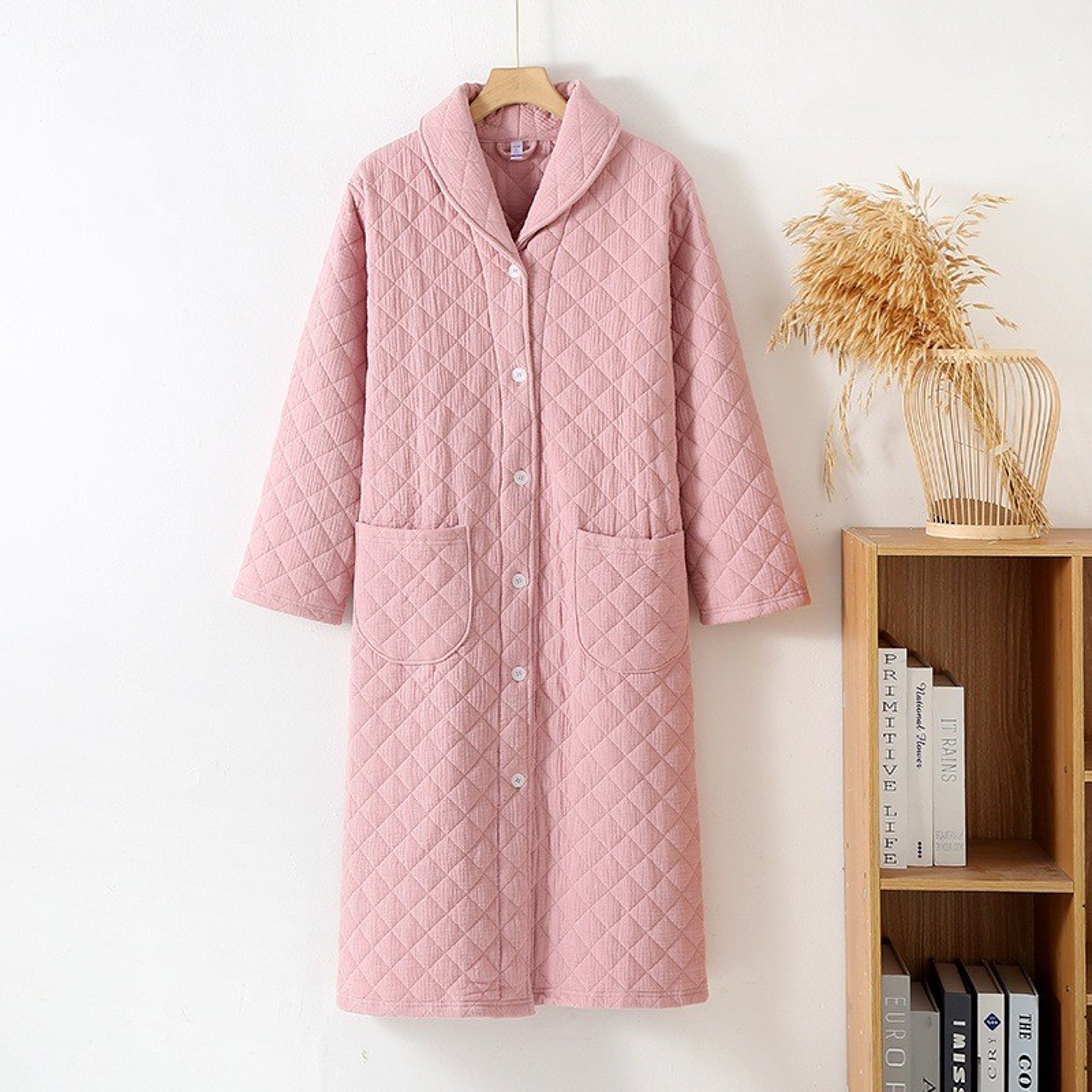 Ladies Winter Robe, Warm Cotton with Filler, Long Sleeve Bathrobe for Women – view 10