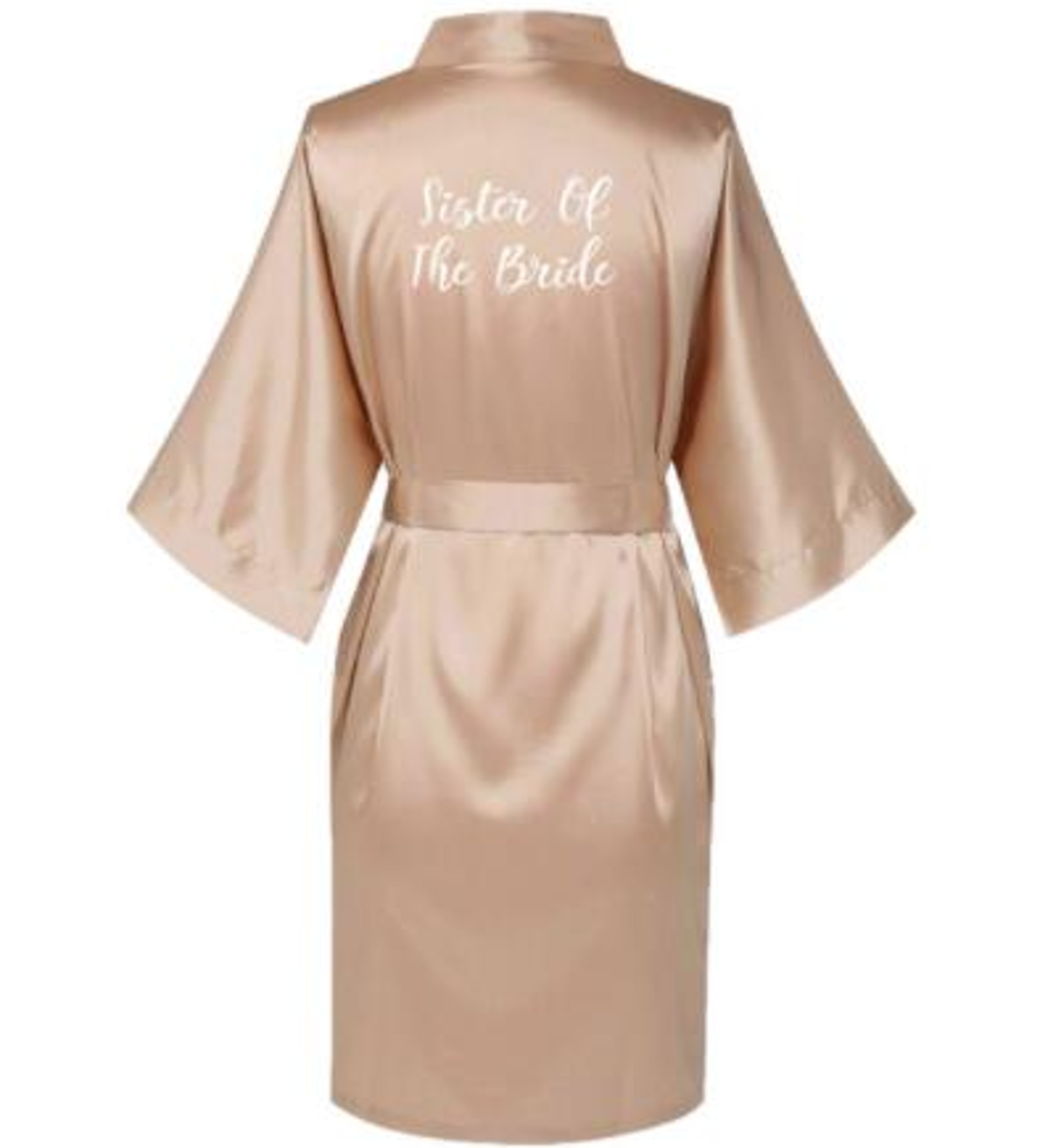 Plus Size Satin Silk Wedding Bathrobe, Bridesmaid Gown, Rose Gold Sleepwear for Maid of Honor – view 8