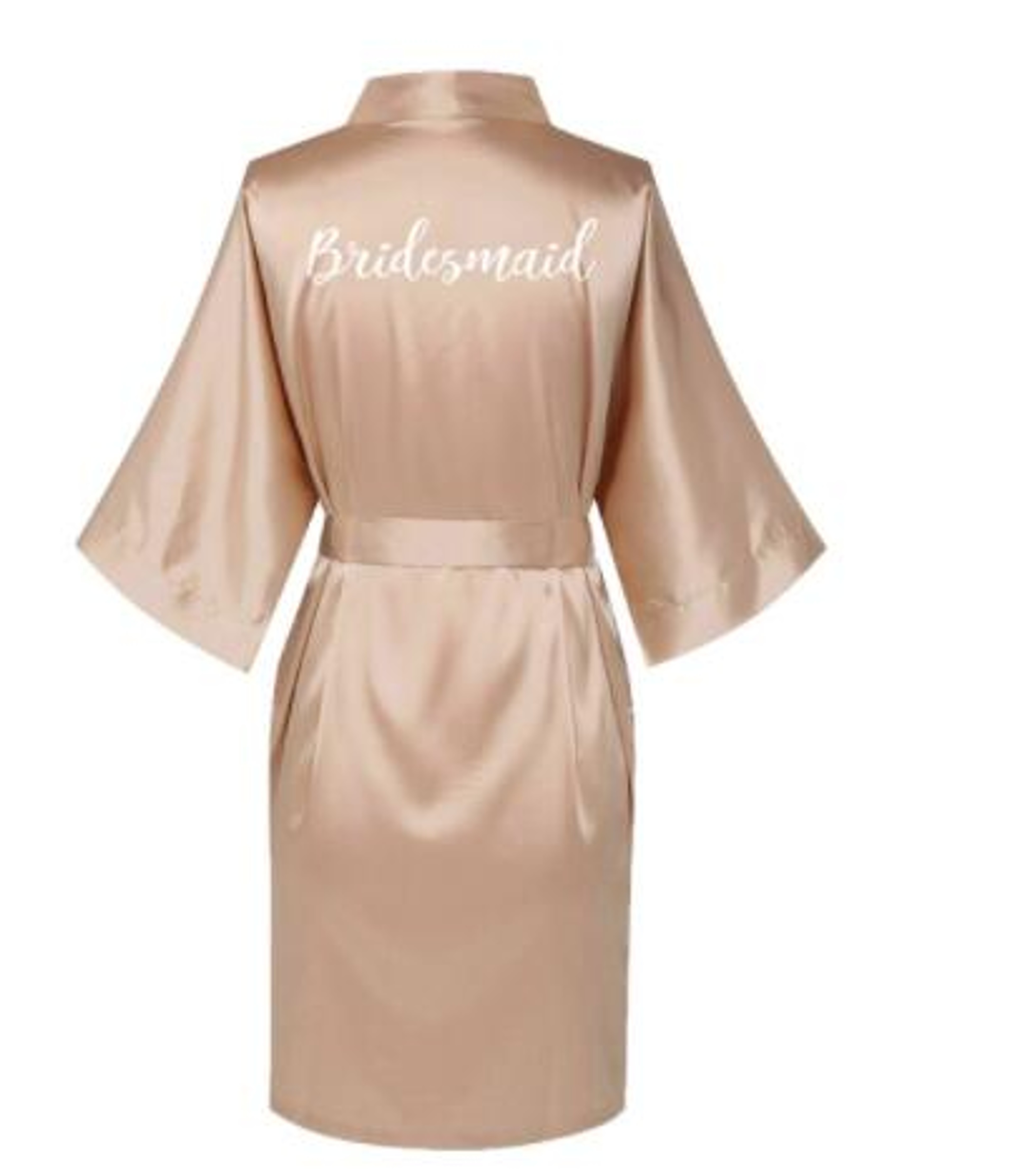 Plus Size Satin Silk Wedding Bathrobe, Bridesmaid Gown, Rose Gold Sleepwear for Maid of Honor – view 14