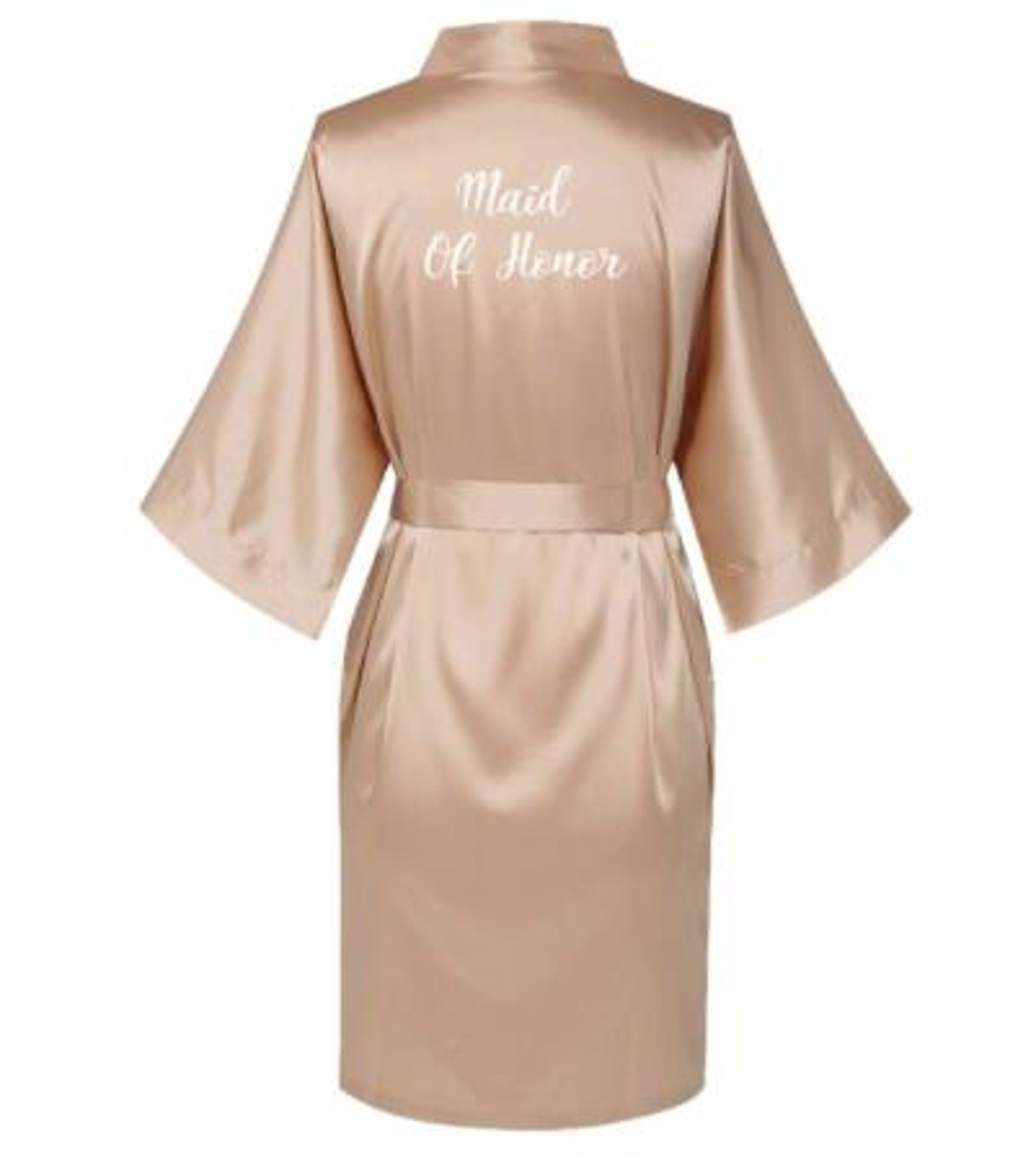 Plus Size Satin Silk Wedding Bathrobe, Bridesmaid Gown, Rose Gold Sleepwear for Maid of Honor – view 17