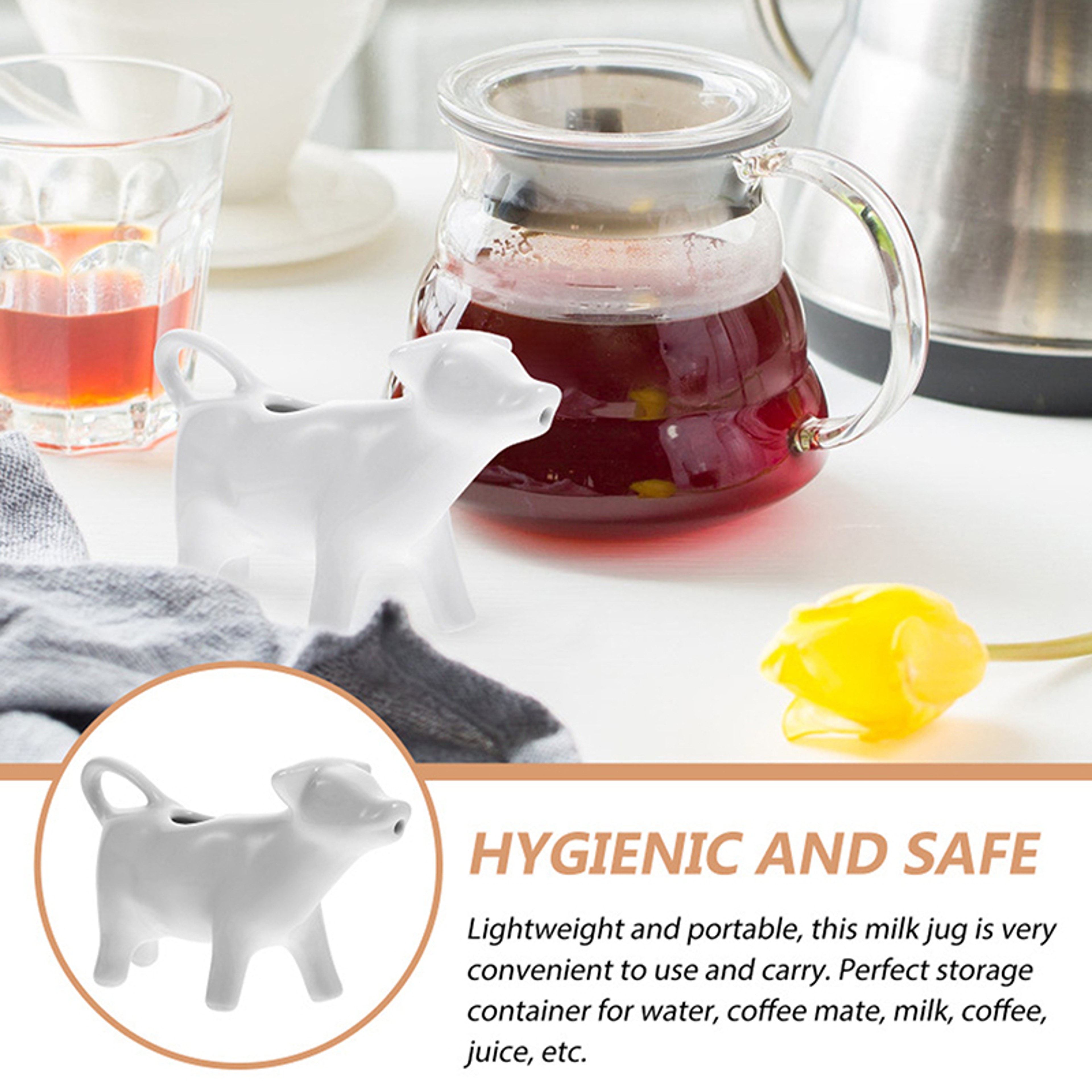 Cow Coffee Cup, Pitcher Milk Creamer Ceramic Jug, Gravy Sauce Pourer Frothing Mini Container Serving Boat – view 3
