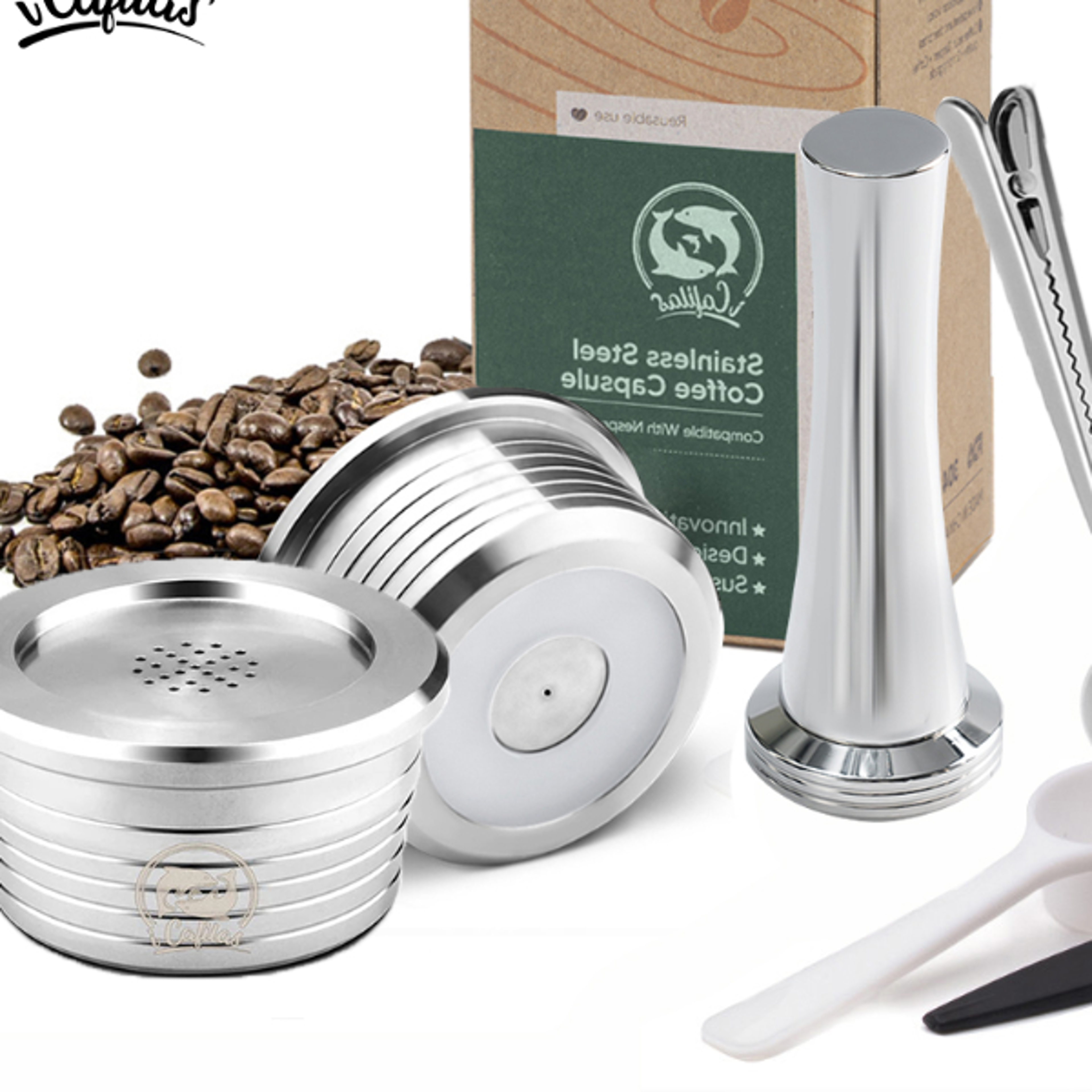 e capsule kitchen reusable coffee capsule cup filter compatible with Delta Q coffee accessories