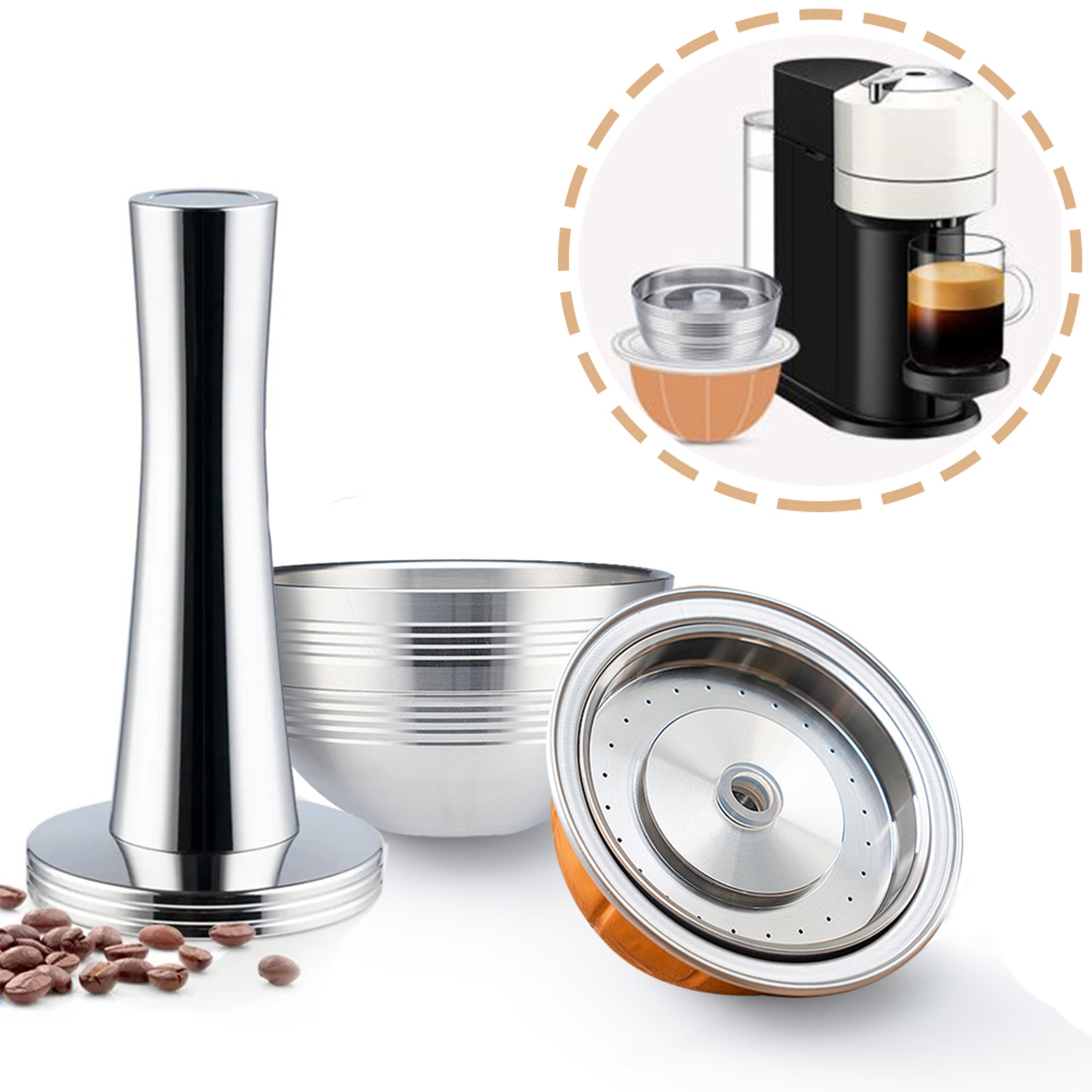Pop Rechargeable Coffee Filter Vertuo Next Reusable Capsule Stainless Steel Pod 0