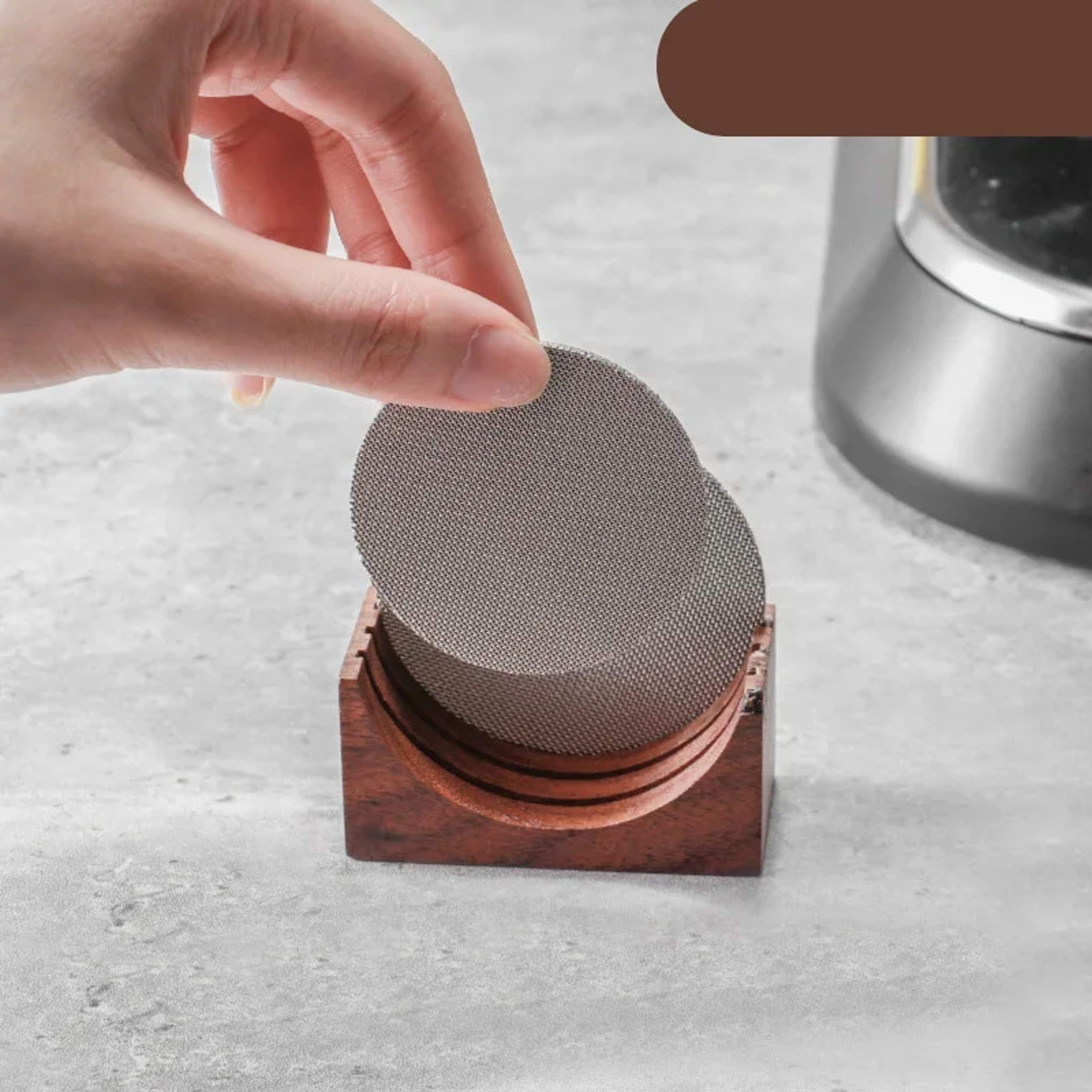 Coffee Puck Screen Stand, Espresso Universal Filter Storage Rack, Wooden Filter Stand – view 3