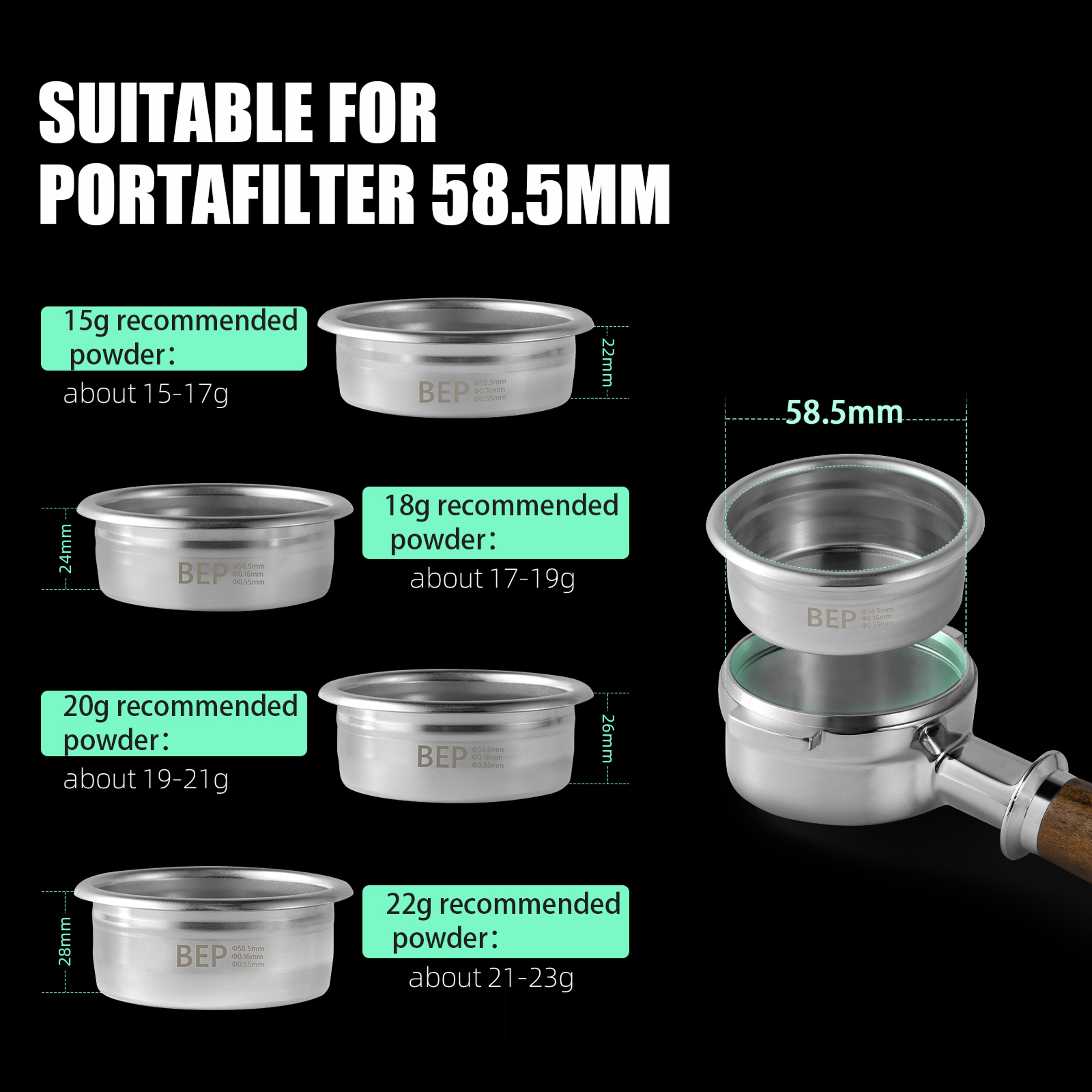 Espresso Cup Double Layer Filters Compatible With Portafilter For Barista Use 3