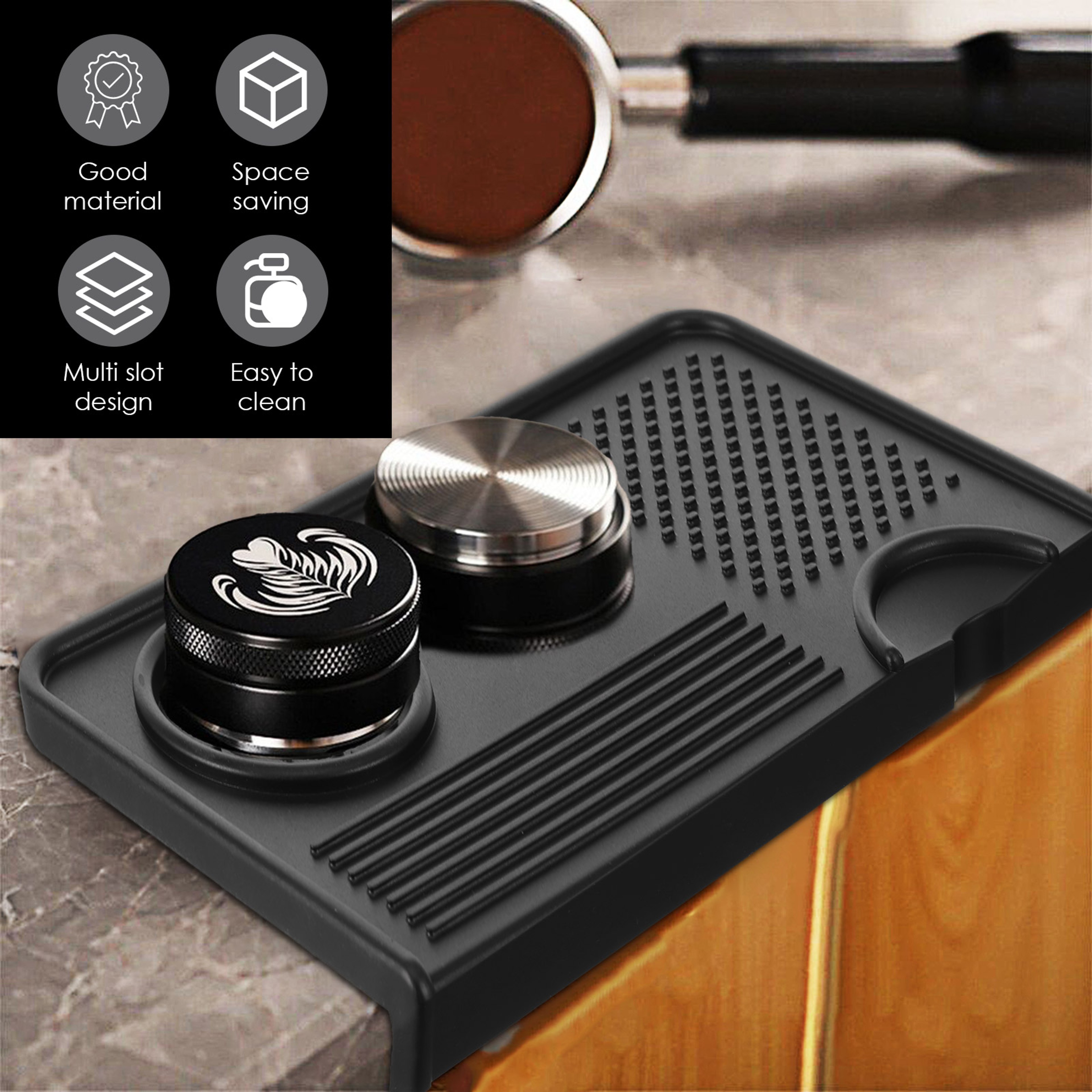 Espresso Tamping Pad Antislip Coffee Tamper Mat With Double Hole Waterproof For Home Coffee Machine 5
